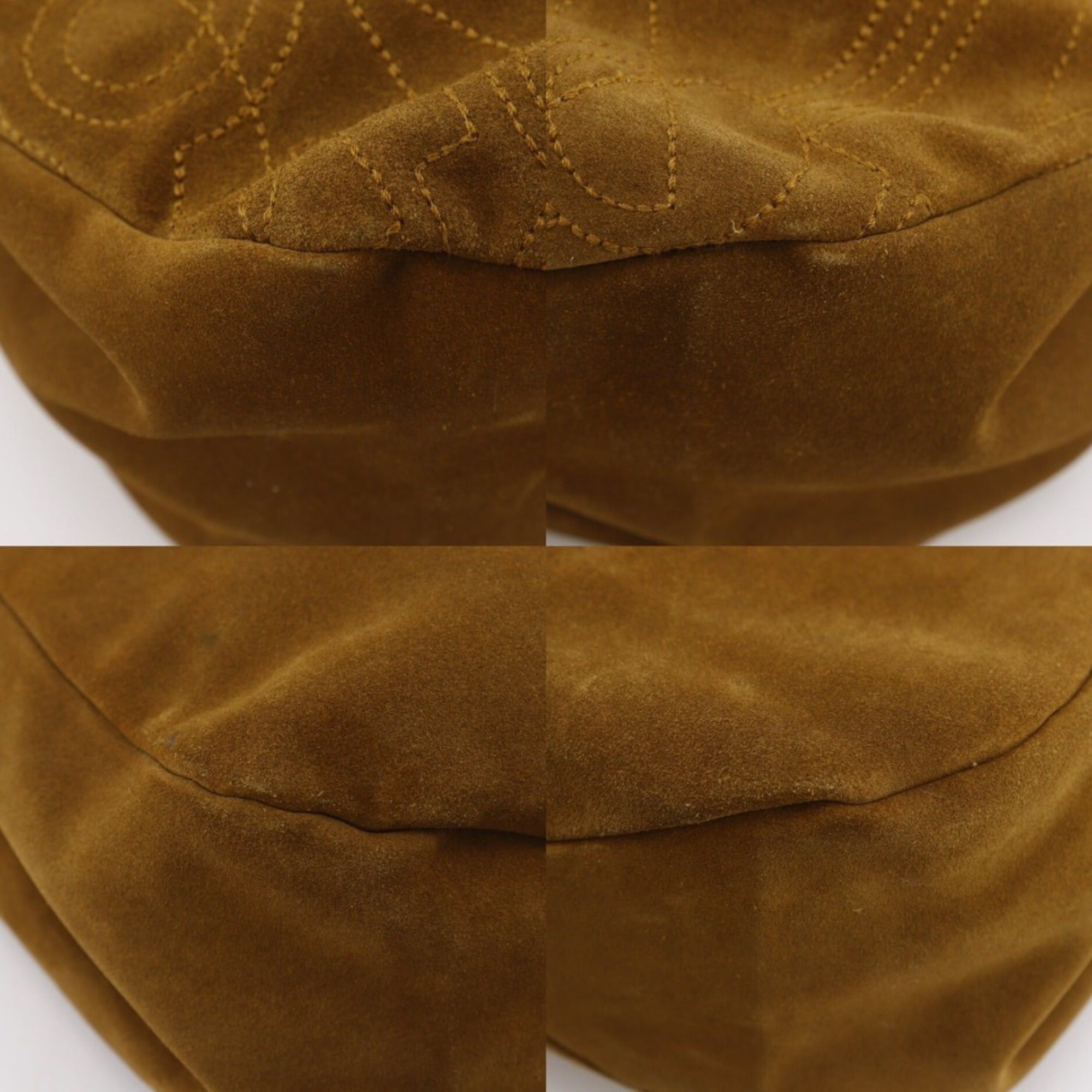 Salvatore Ferragamo Salvatore Ferragamo Stitch Design Shoulder Bag BZ-21 5695 Suede Camel A5 Magnetic Closure design Women's Size ONE SIZE - 4 Thumbnail