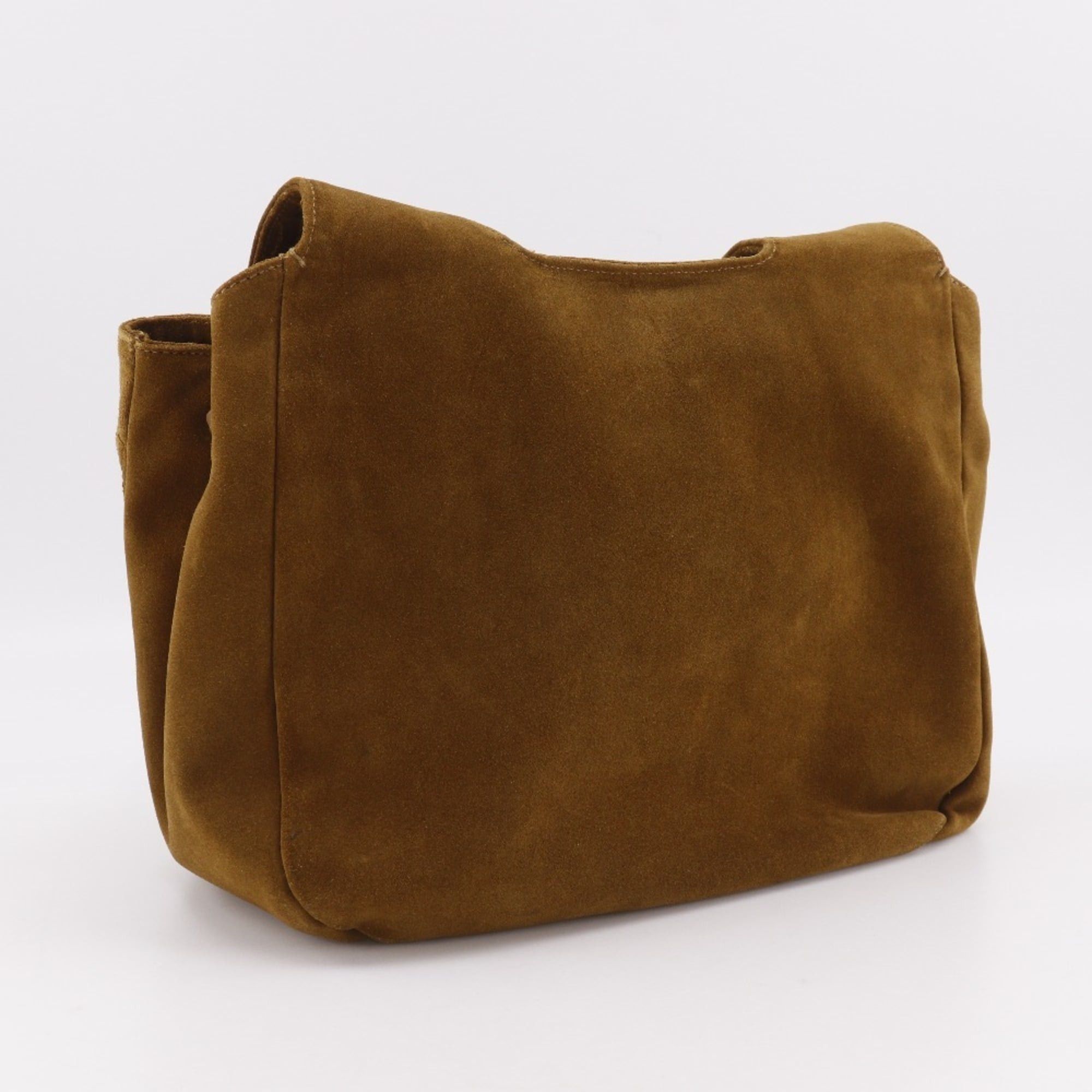 Salvatore Ferragamo Salvatore Ferragamo Stitch Design Shoulder Bag BZ-21 5695 Suede Camel A5 Magnetic Closure design Women's Size ONE SIZE - 3 Thumbnail