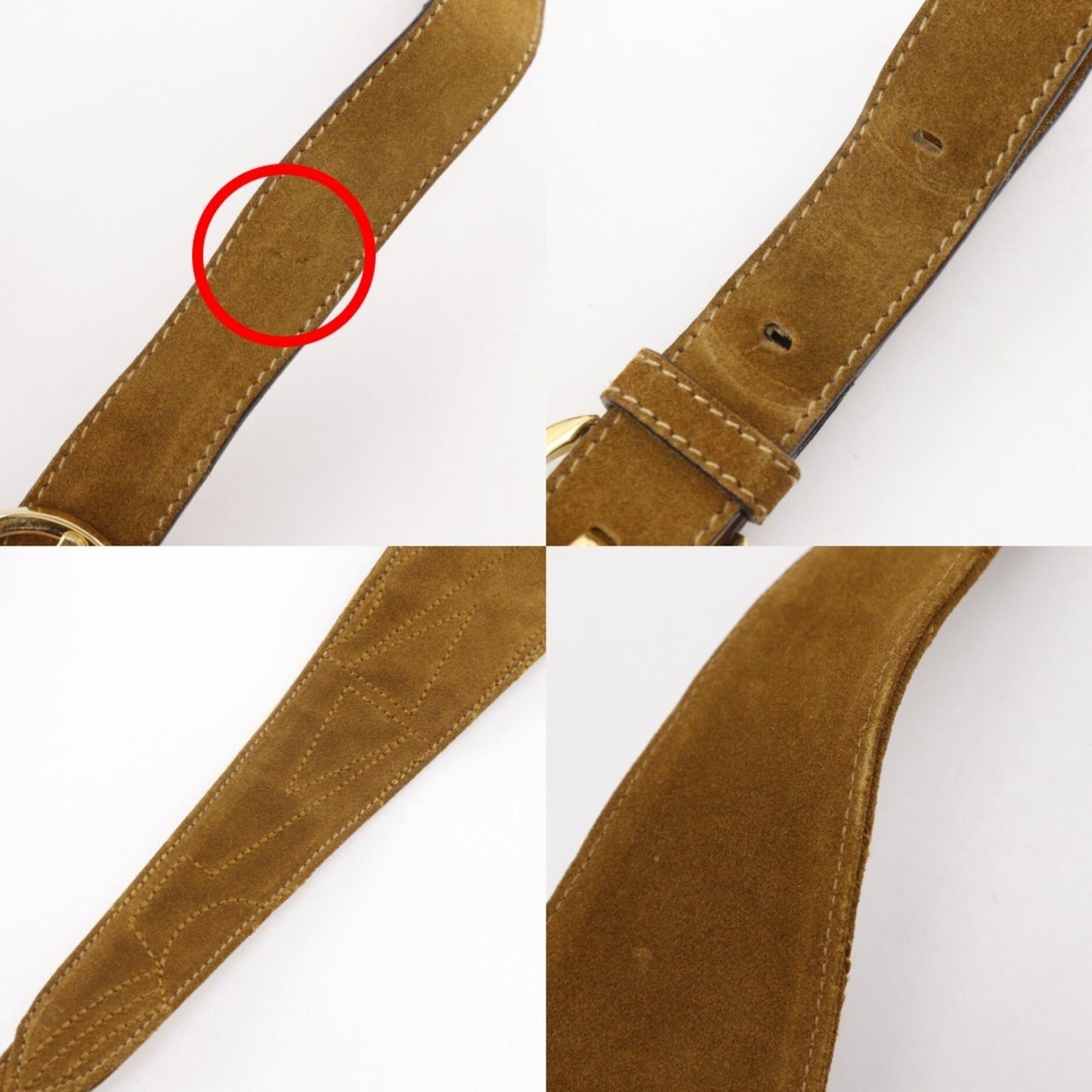 Salvatore Ferragamo Salvatore Ferragamo Stitch Design Shoulder Bag BZ-21 5695 Suede Camel A5 Magnetic Closure design Women's Size ONE SIZE - 15 Thumbnail