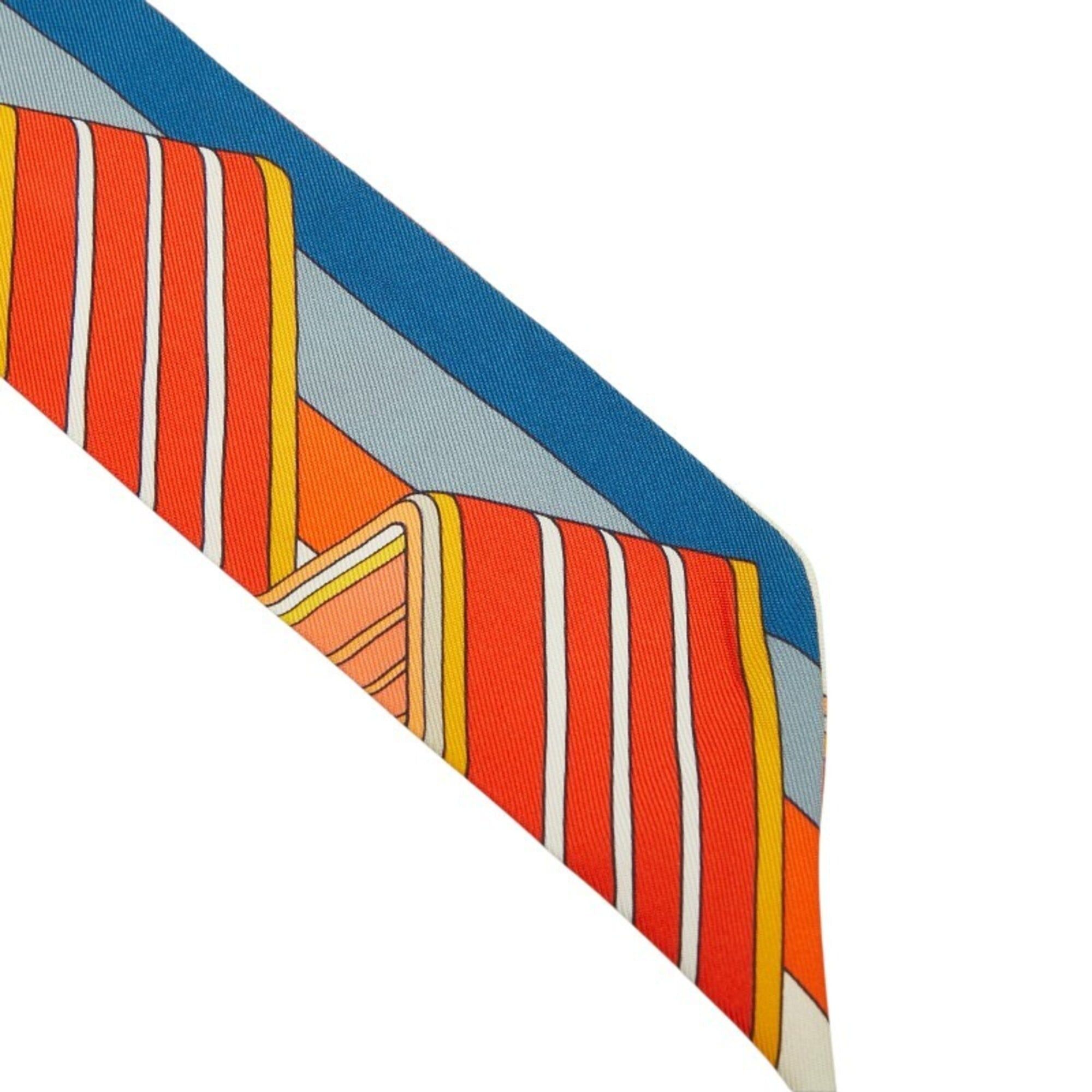 Hermes Hermes Twilly SANGLES EN ZIGZAG (Zigzag Scarf) Muffler, Beige Multicolor, Women's HERMES Size ONE SIZE - 5 Thumbnail