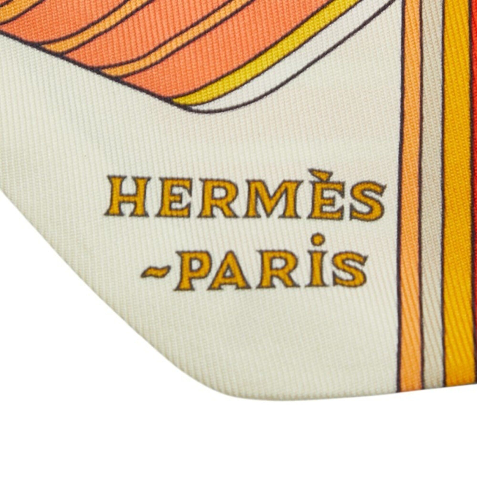 Hermes Hermes Twilly SANGLES EN ZIGZAG (Zigzag Scarf) Muffler, Beige Multicolor, Women's HERMES Size ONE SIZE - 6 Thumbnail