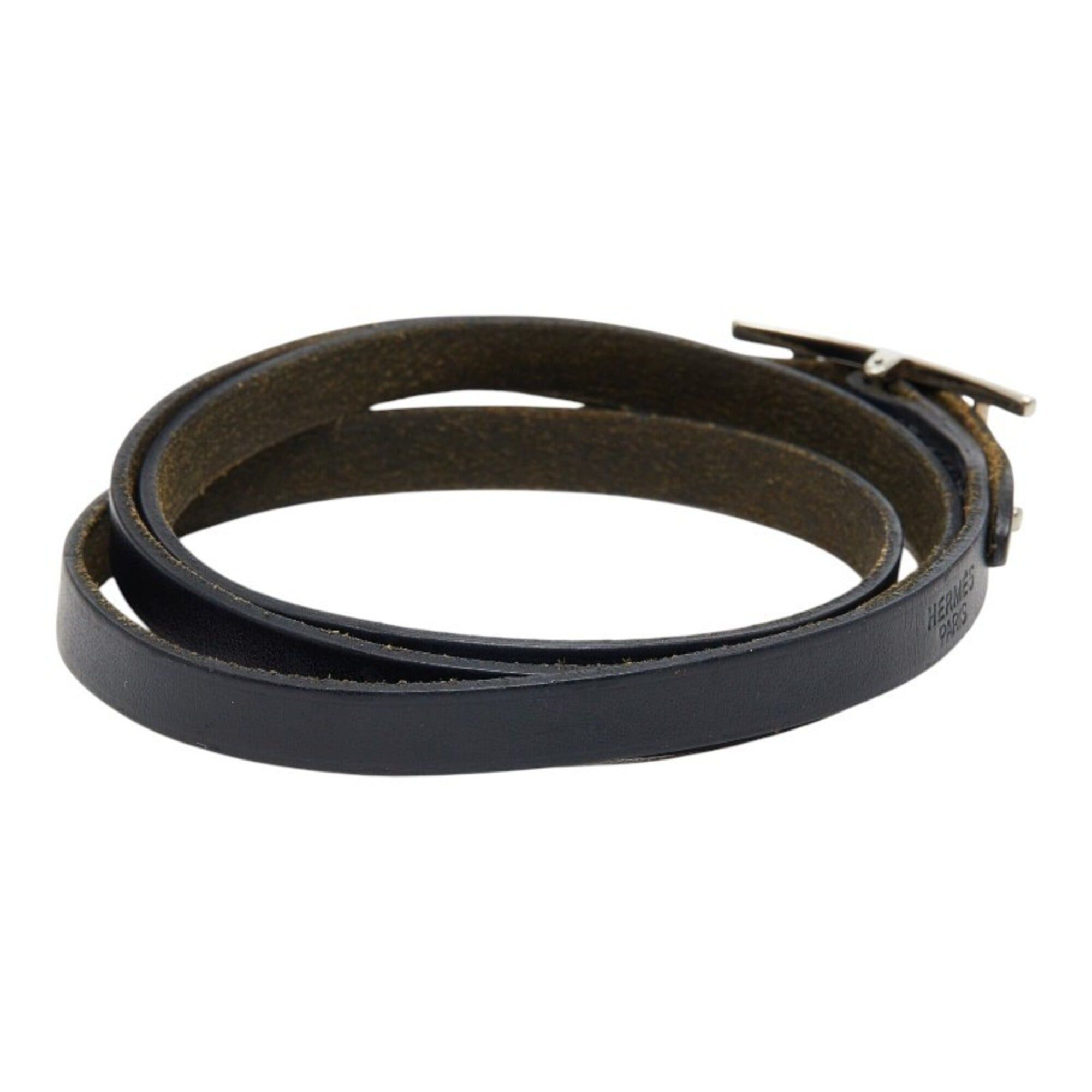 Hermes Hermes Api 3 Long Bracelet, Triple Strand, Black Leather, Women's Size ONE SIZE - 2 Thumbnail