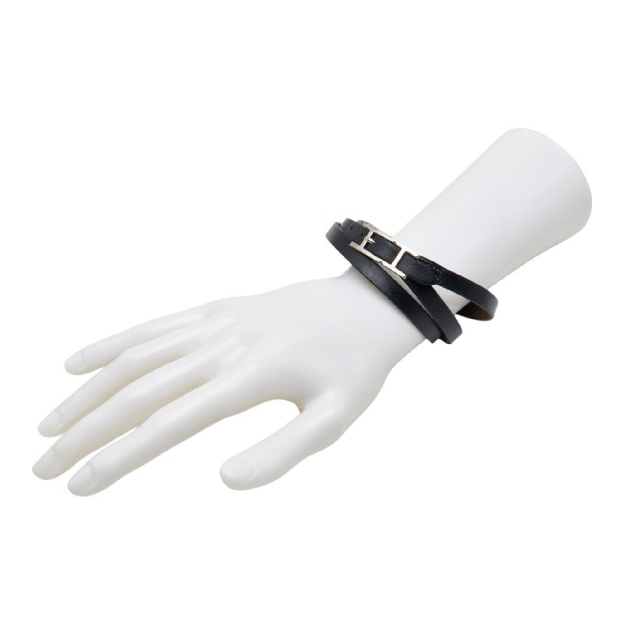 Hermes Hermes Api 3 Long Bracelet, Triple Strand, Black Leather, Women's Size ONE SIZE - 7 Thumbnail