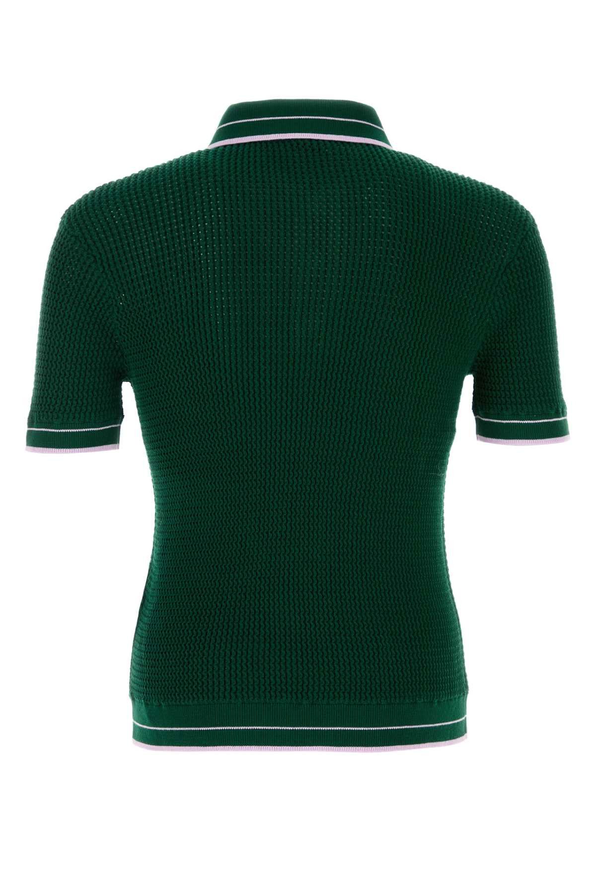 Casablanca Bottle Green Crochet Polo Shirt Size US S / EU 44-46 / 1 - 2 Thumbnail