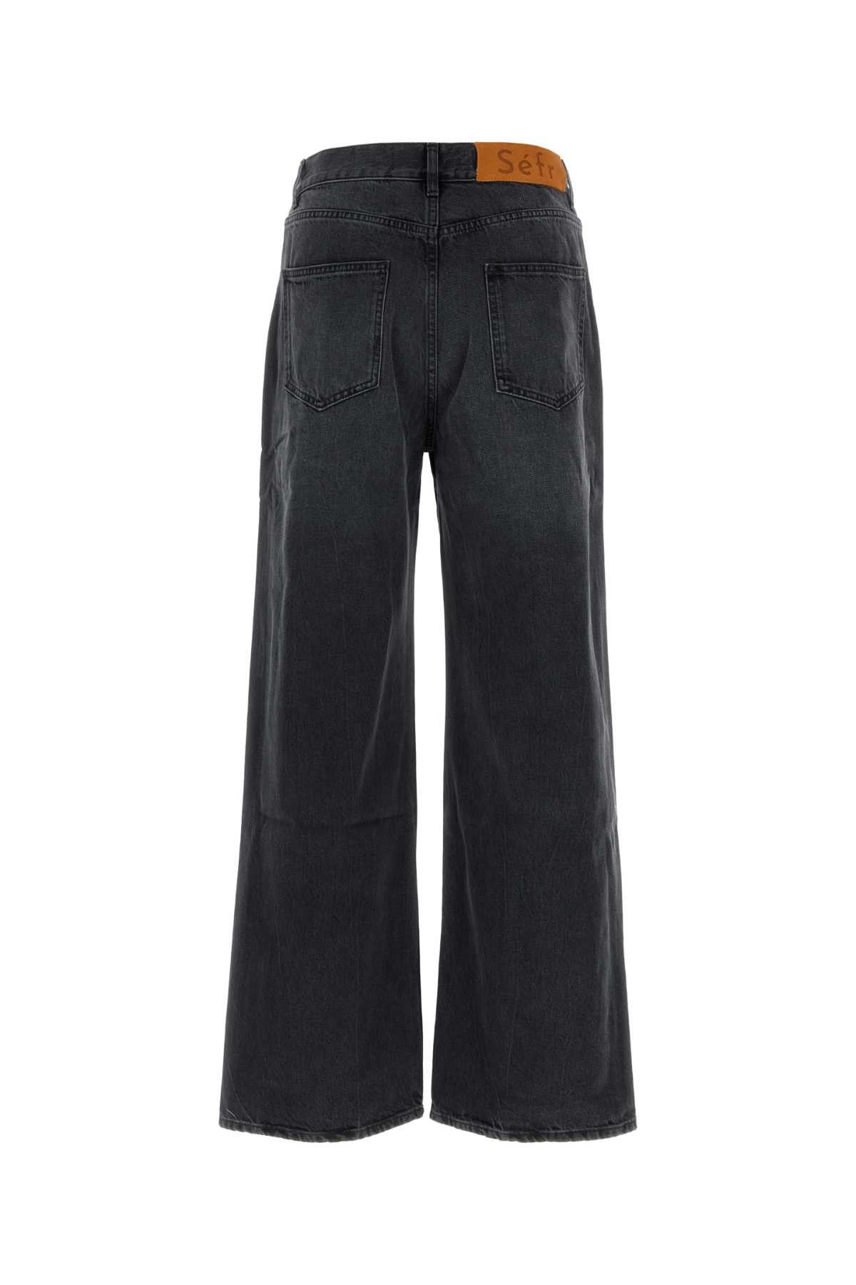 Sefr Black Denim Wide-Leg Jeans Size US 31 - 2 Thumbnail
