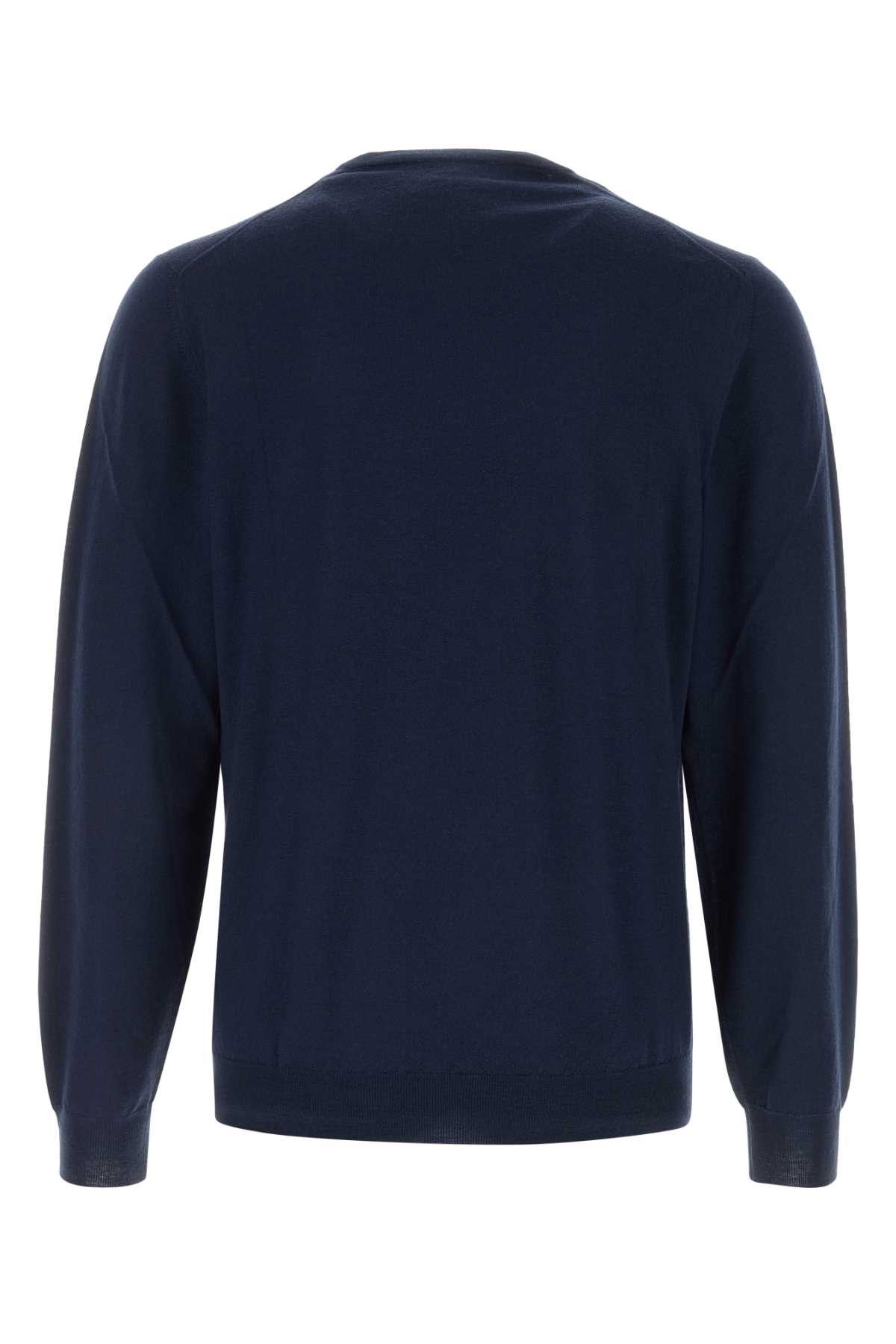 Fedeli Navy Blue Wool Sweater Size US XL / EU 56 / 4 - 2 Thumbnail