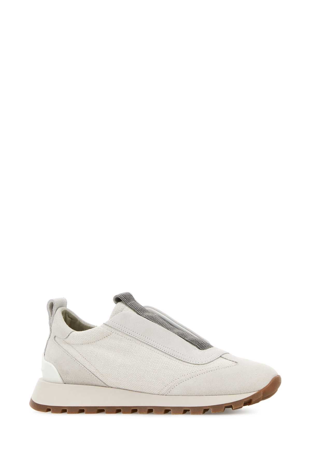 Brunello Cucinelli Light Grey Fabric Slip Ons Size US 11 / IT 41 - 2 Thumbnail