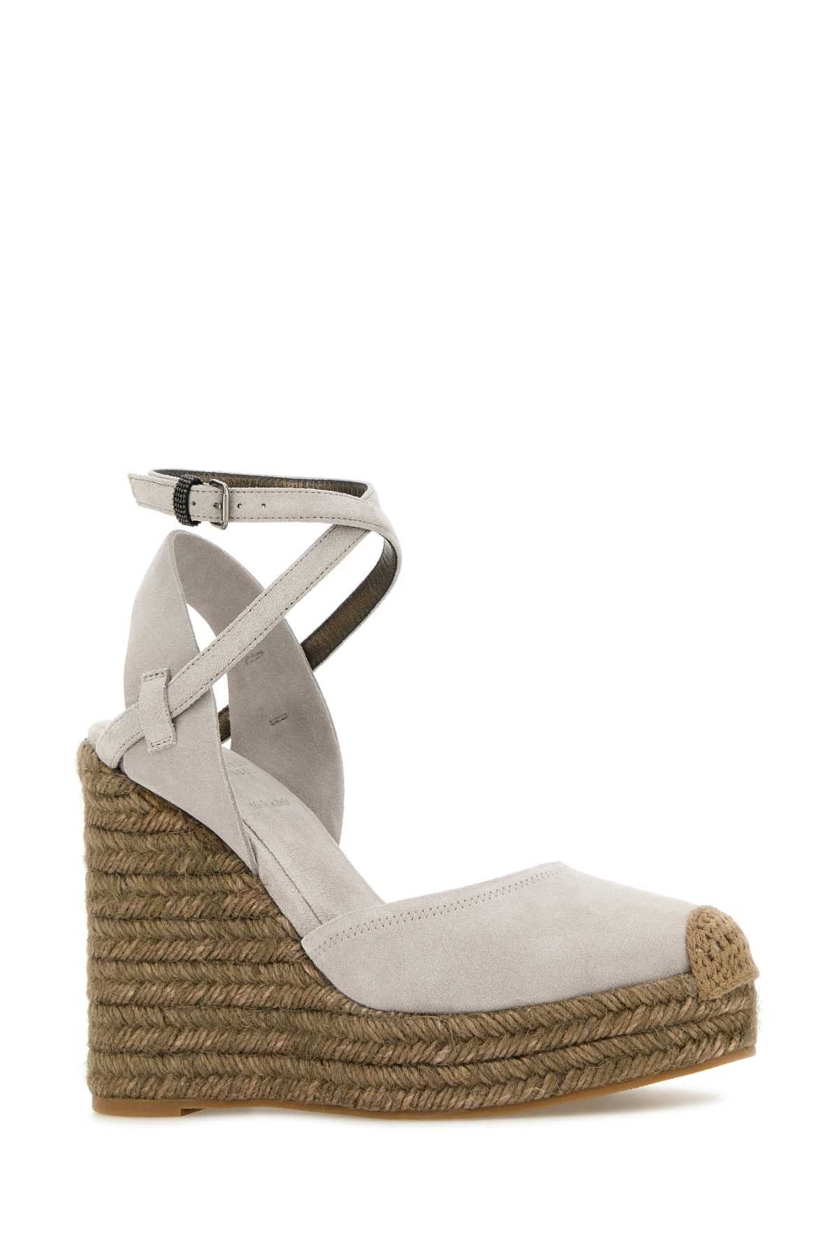 Brunello Cucinelli Light Grey Suede Wedges Size US 10 / IT 40 - 2 Thumbnail