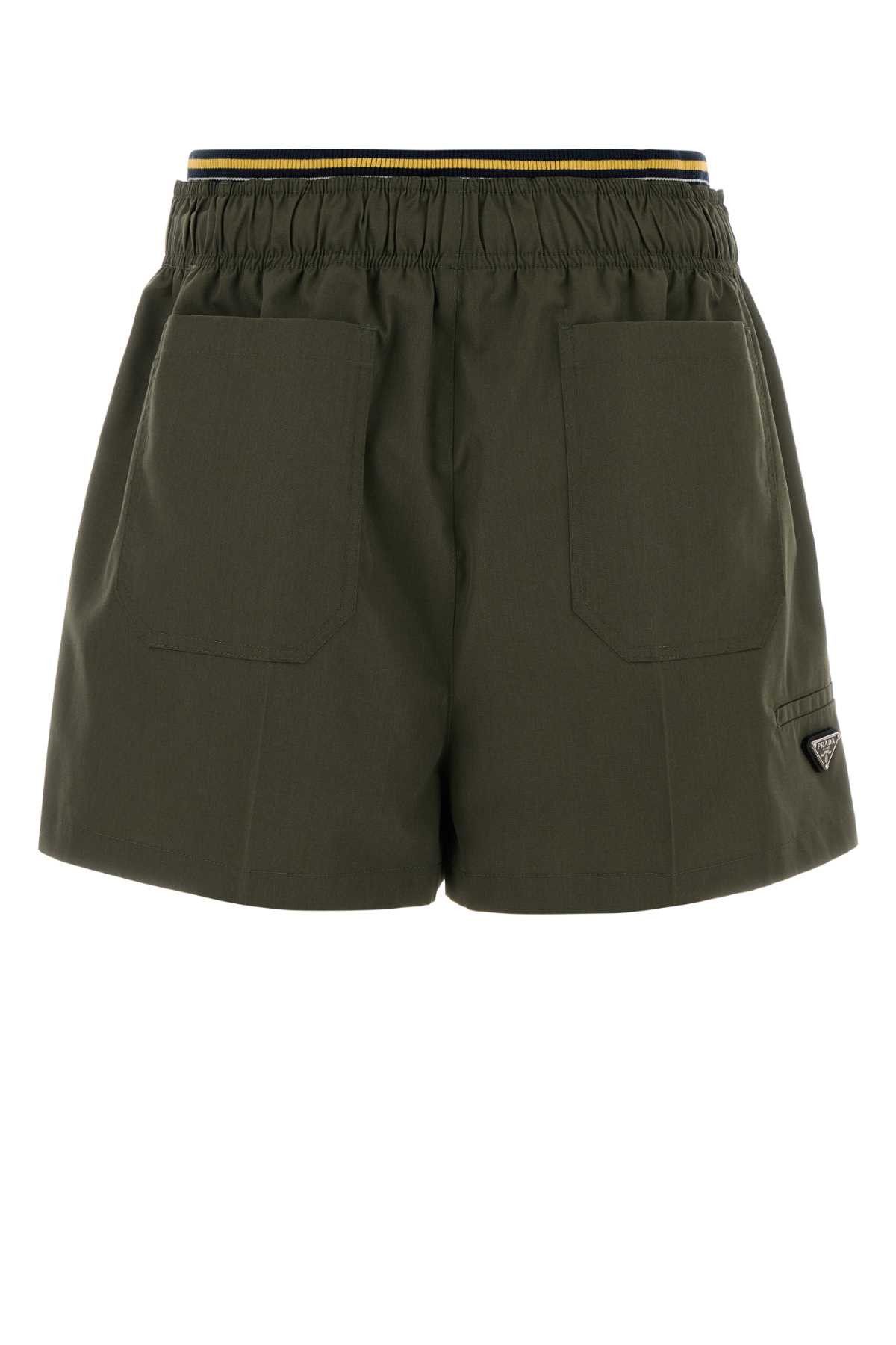 Prada Army Green Poplin Shorts Size 28" / US 6 / IT 42 - 2 Thumbnail