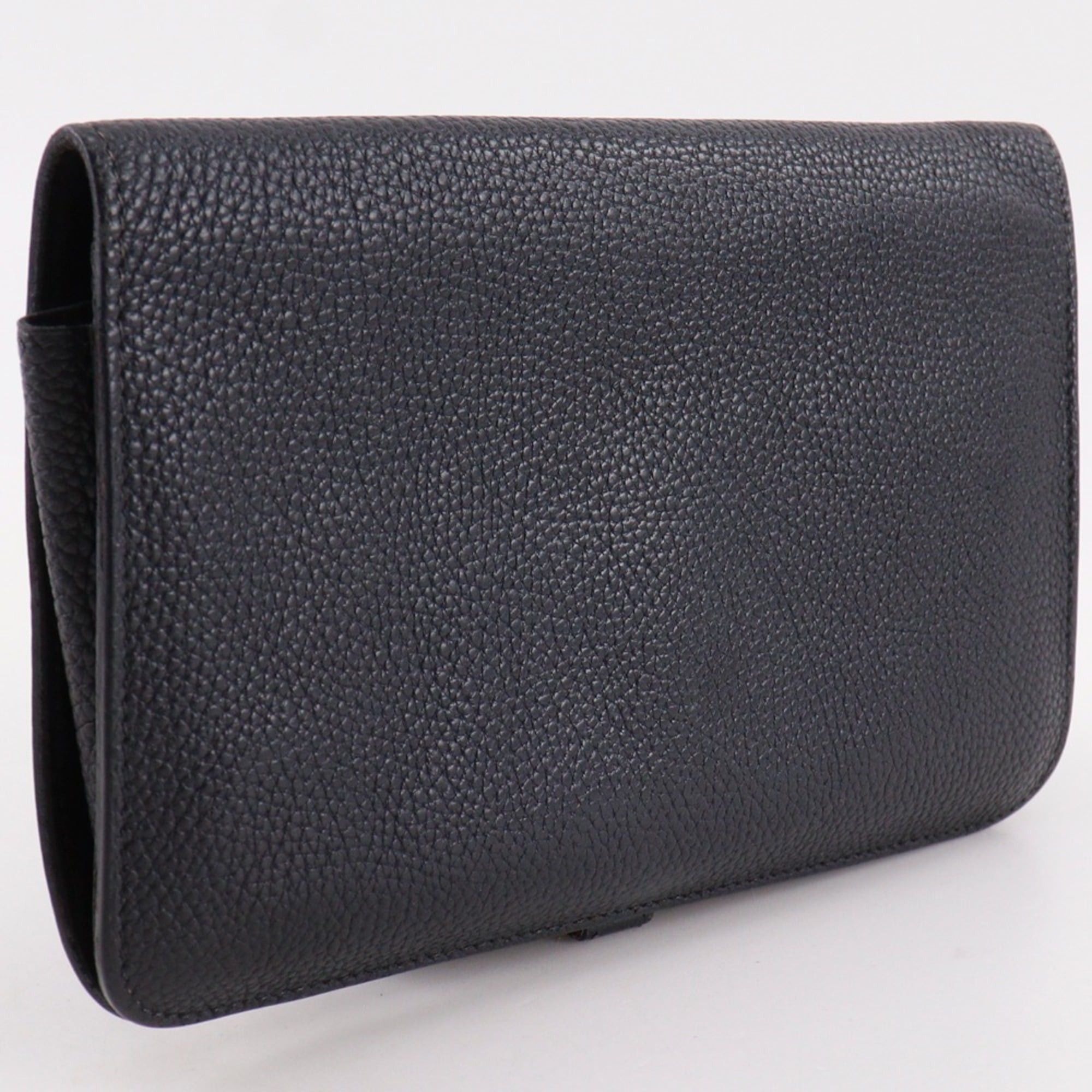 Hermes Hermes Dogon GM Long Wallet, Taurillon Clemence Leather, 2005 Model, Black/Gold Hardware, □I Belt Buckle, GM, Unisex Size ONE SIZE - 3 Thumbnail