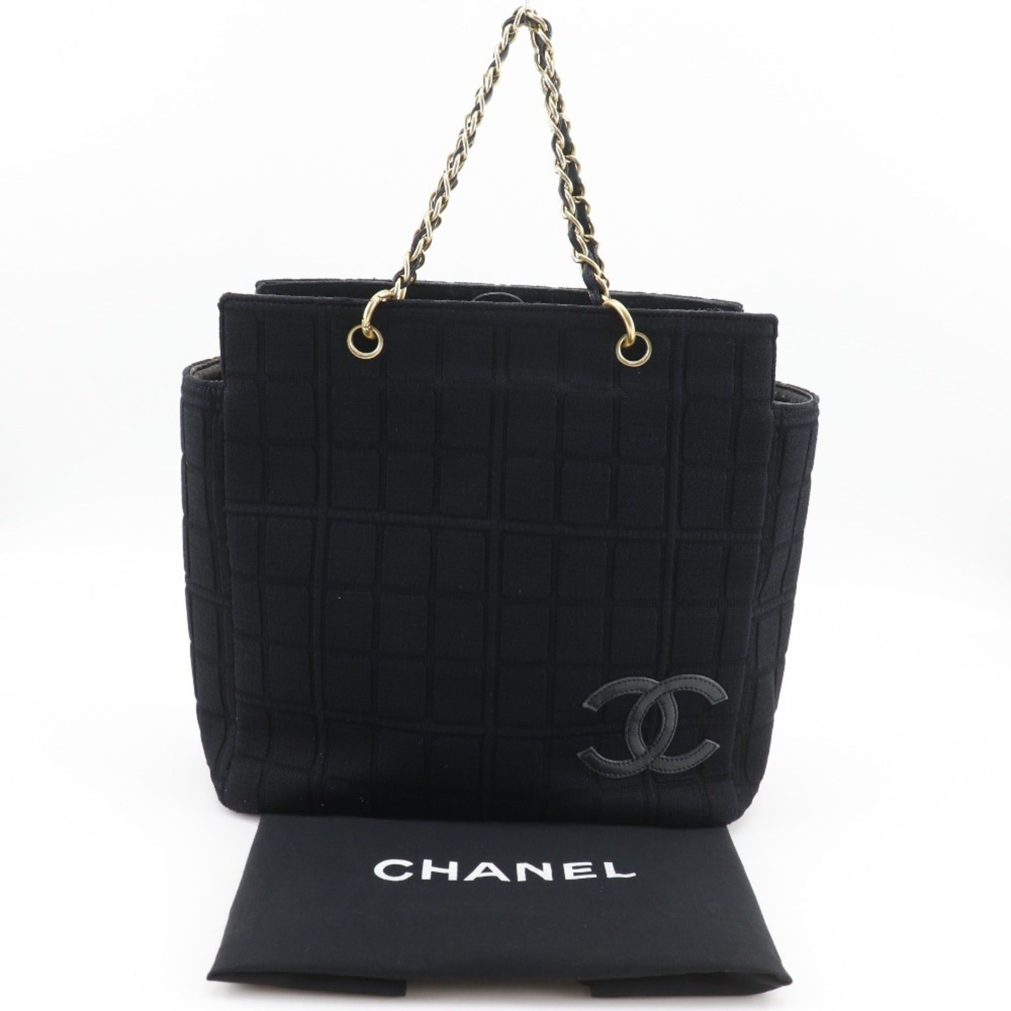 Chanel Chanel Chain Tote Bag, Chocolate Bar Coco Mark, Jersey Black, Magnetic Closure, Women's. Size ONE SIZE - 18 Thumbnail
