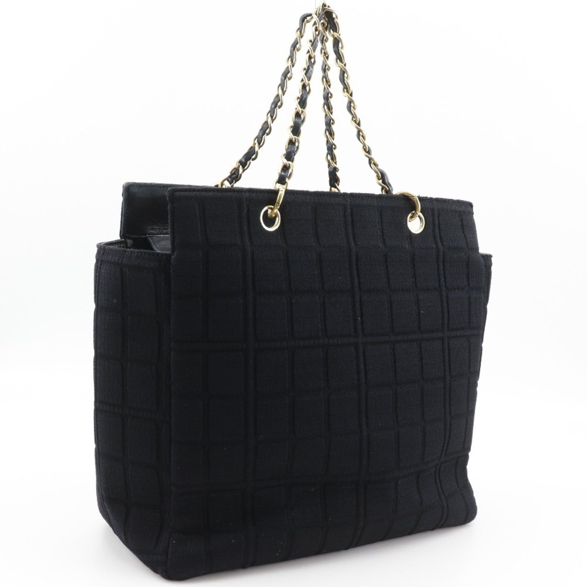 Chanel Chanel Chain Tote Bag, Chocolate Bar Coco Mark, Jersey Black, Magnetic Closure, Women's. Size ONE SIZE - 3 Thumbnail