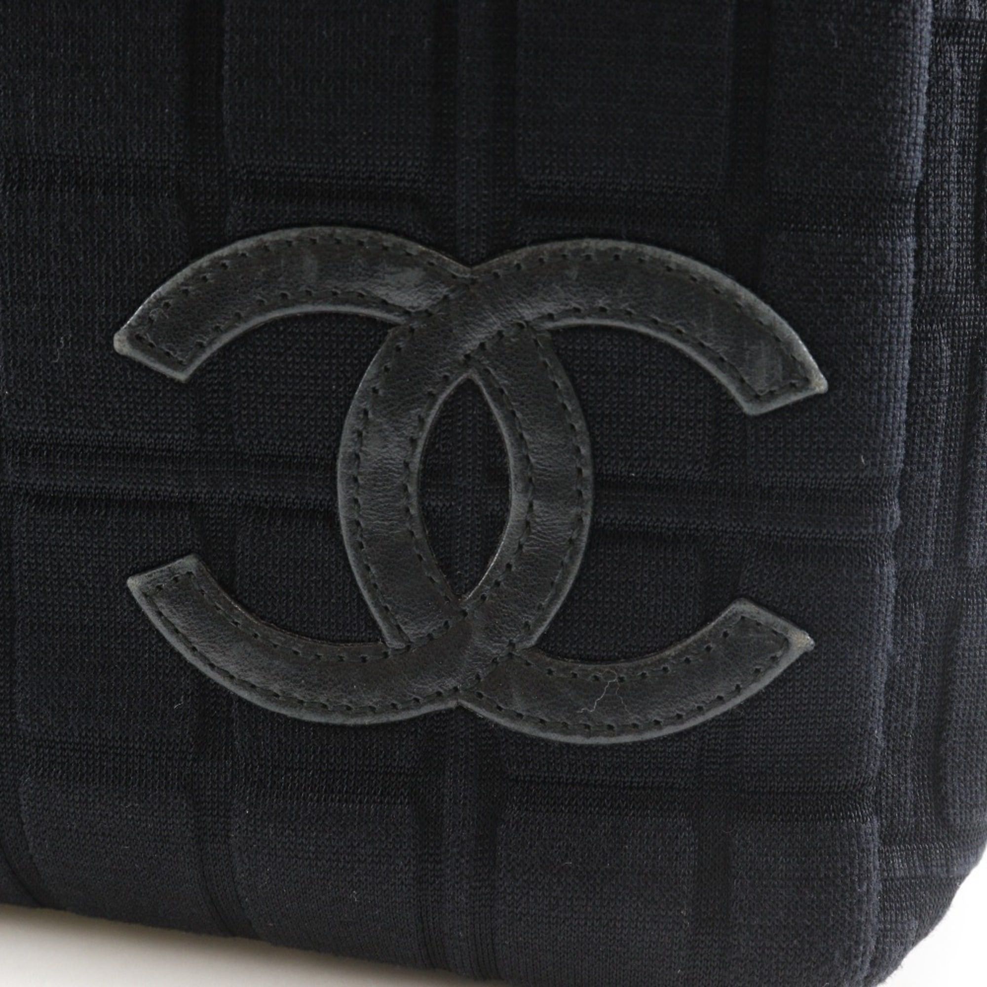 Chanel Chanel Chain Tote Bag, Chocolate Bar Coco Mark, Jersey Black, Magnetic Closure, Women's. Size ONE SIZE - 15 Thumbnail