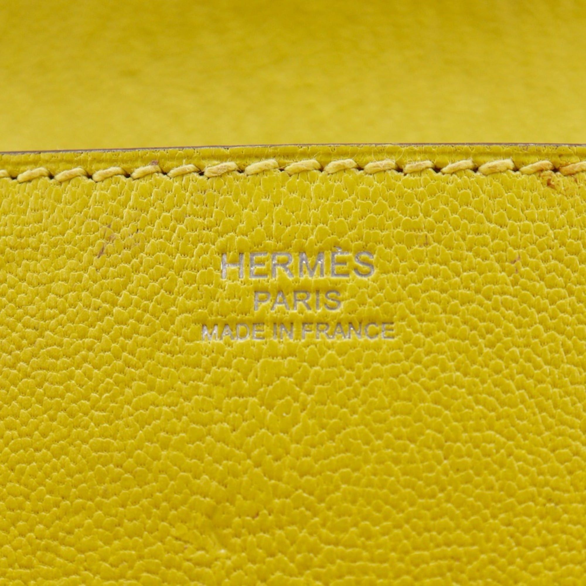 Hermes Hermes Opry Clutch Bag 071966CK Chevre Leather Lime 2017 Model A Magnetic Closure Women's Size ONE SIZE - 17 Thumbnail