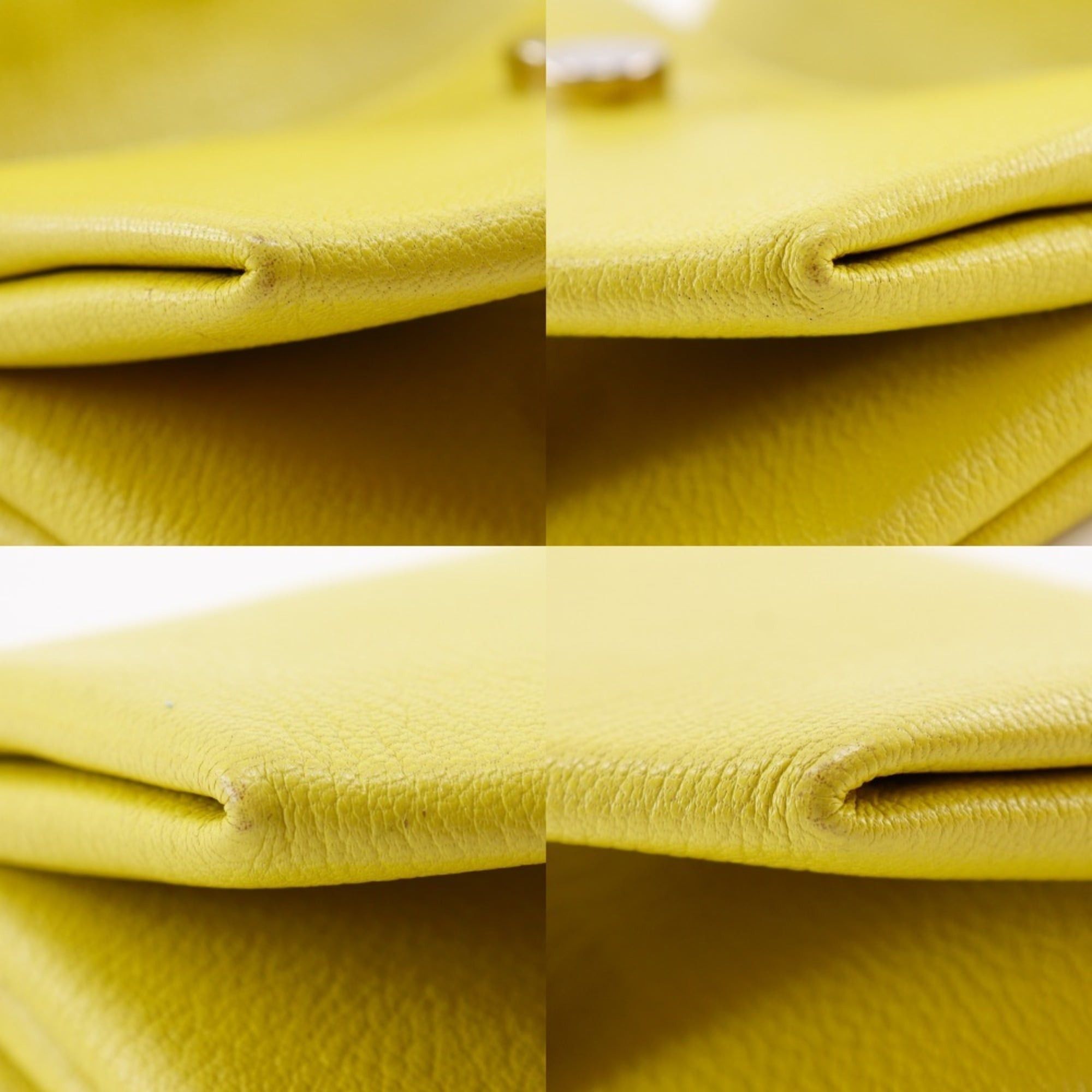 Hermes Hermes Opry Clutch Bag 071966CK Chevre Leather Lime 2017 Model A Magnetic Closure Women's Size ONE SIZE - 8 Thumbnail