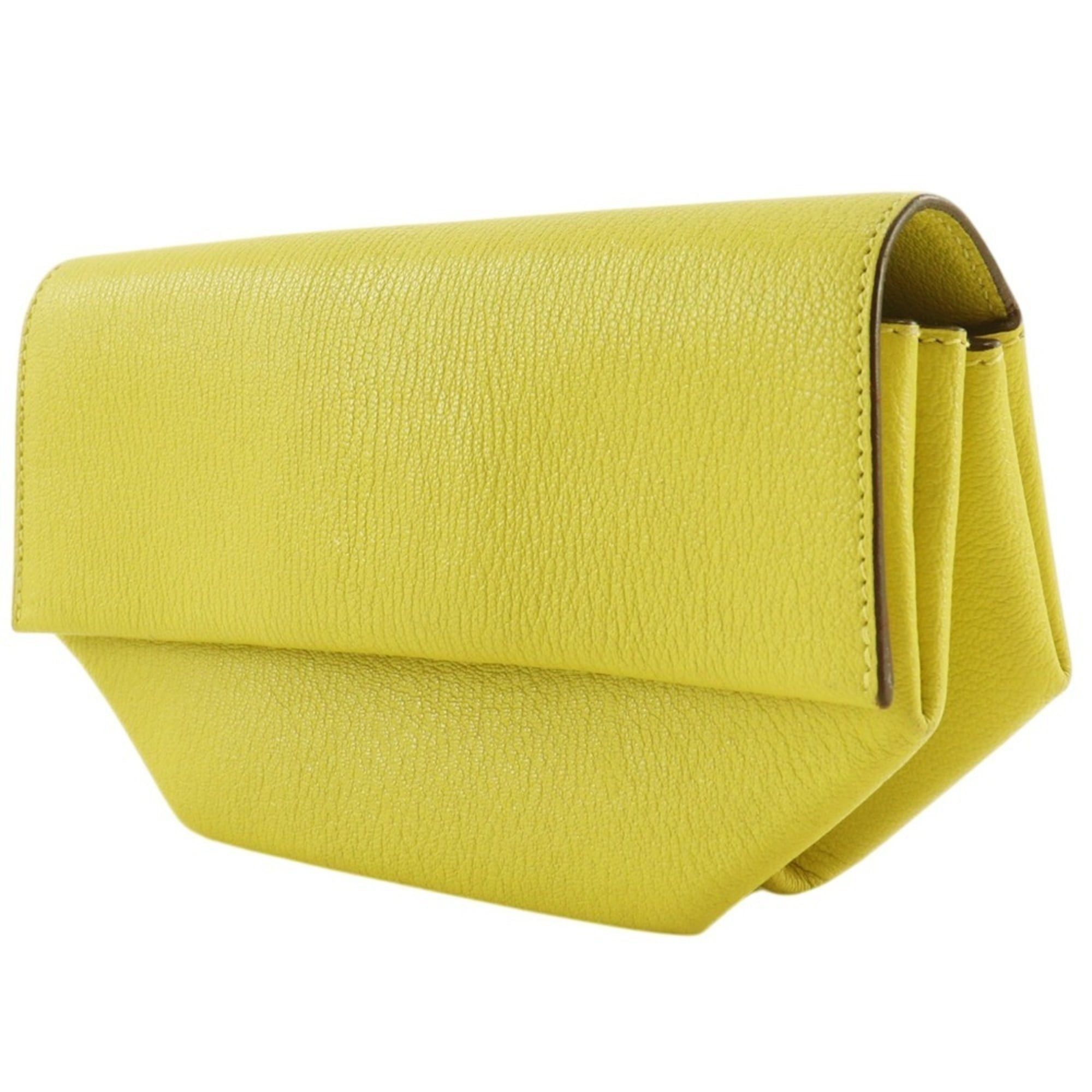 Hermes Hermes Opry Clutch Bag 071966CK Chevre Leather Lime 2017 Model A Magnetic Closure Women's Size ONE SIZE - 2 Thumbnail