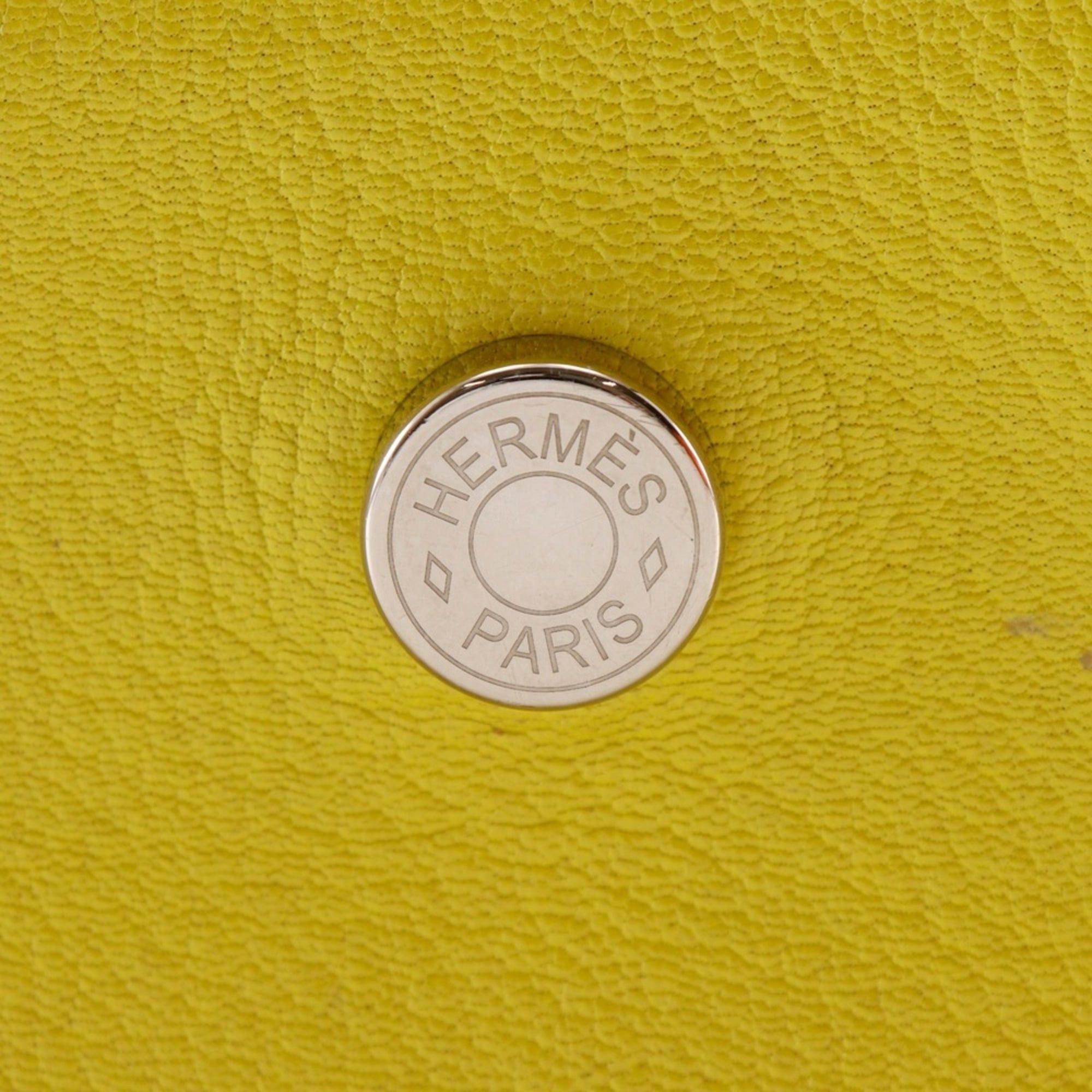 Hermes Hermes Opry Clutch Bag 071966CK Chevre Leather Lime 2017 Model A Magnetic Closure Women's Size ONE SIZE - 16 Thumbnail