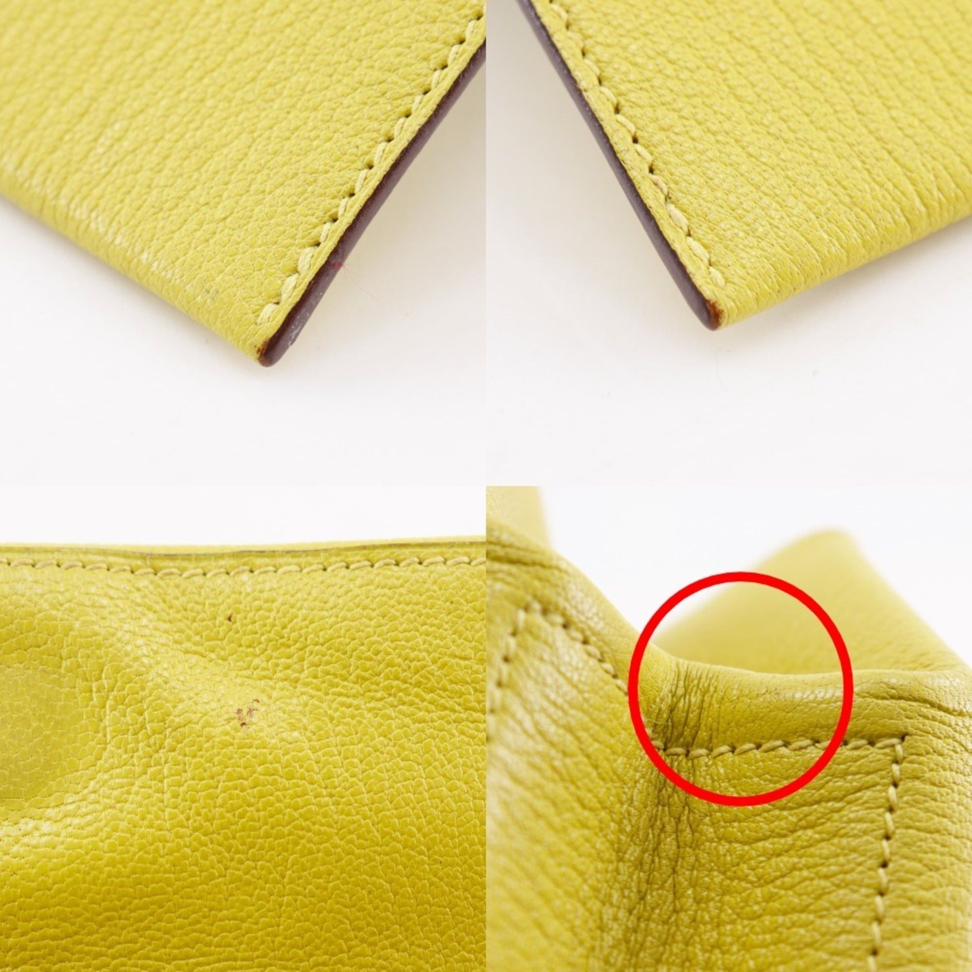 Hermes Hermes Opry Clutch Bag 071966CK Chevre Leather Lime 2017 Model A Magnetic Closure Women's Size ONE SIZE - 12 Thumbnail
