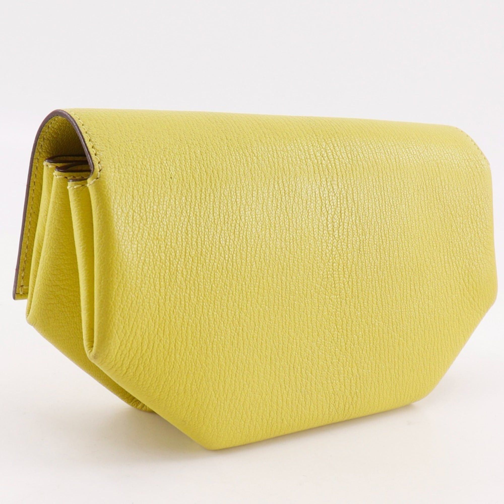 Hermes Hermes Opry Clutch Bag 071966CK Chevre Leather Lime 2017 Model A Magnetic Closure Women's Size ONE SIZE - 3 Thumbnail