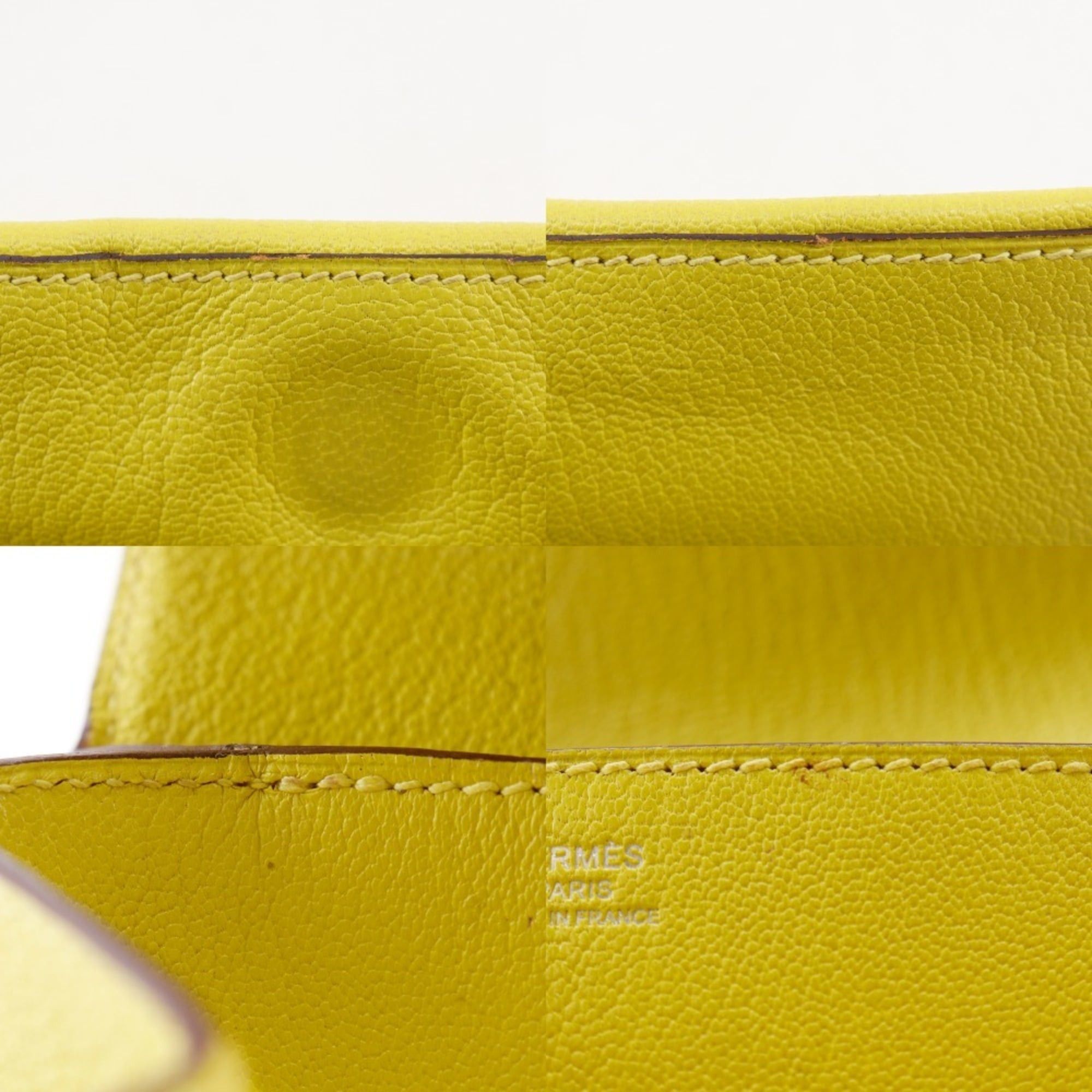 Hermes Hermes Opry Clutch Bag 071966CK Chevre Leather Lime 2017 Model A Magnetic Closure Women's Size ONE SIZE - 11 Thumbnail