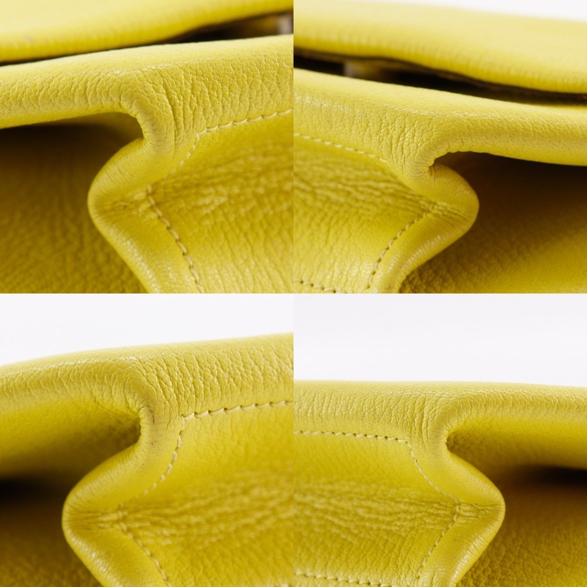 Hermes Hermes Opry Clutch Bag 071966CK Chevre Leather Lime 2017 Model A Magnetic Closure Women's Size ONE SIZE - 4 Thumbnail