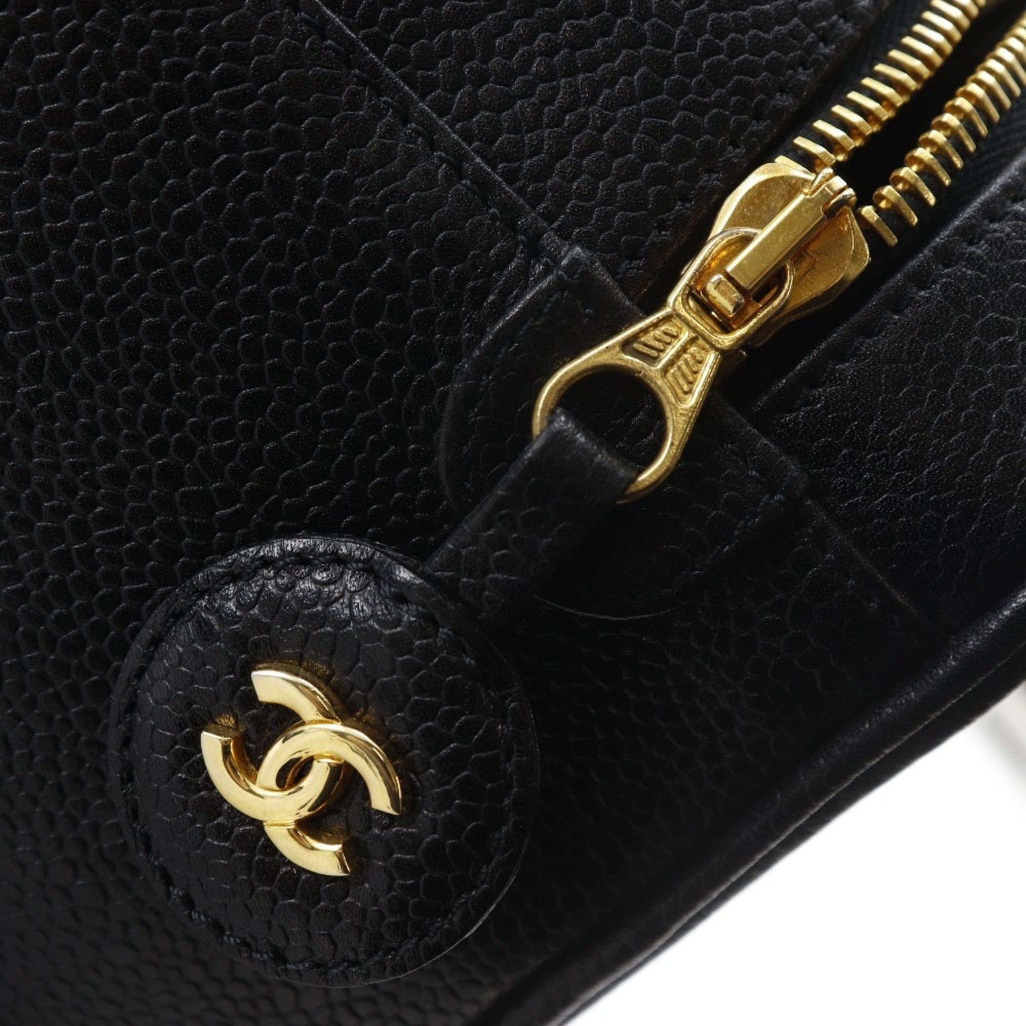 Chanel Chanel Coco Mark Vanity Handbag Pouch A01998 Caviar Leather Black COCO Women's Size ONE SIZE - 9 Thumbnail
