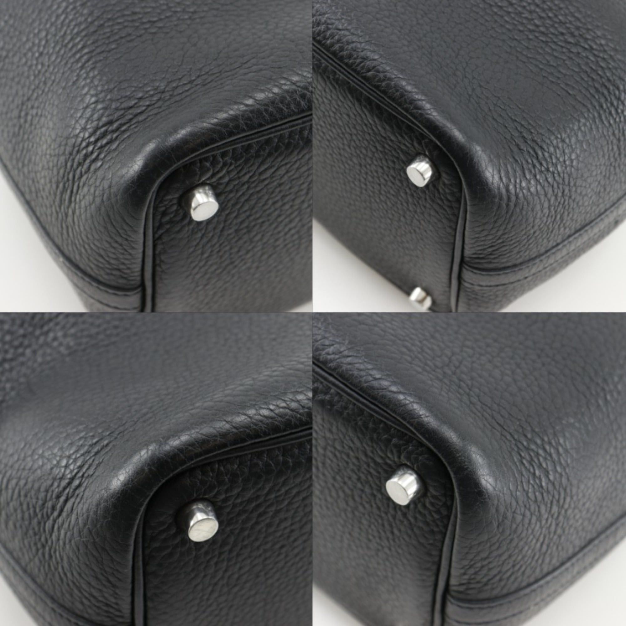 Hermes Hermes Picotin PM handbag, Taurillon Clemence leather, 2007 model, black/silver hardware, □K belt buckle, women's. Size ONE SIZE - 4 Thumbnail