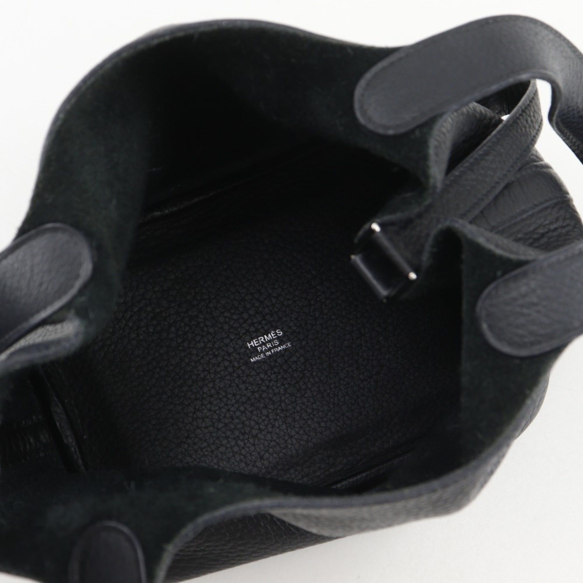Hermes Hermes Picotin PM handbag, Taurillon Clemence leather, 2007 model, black/silver hardware, □K belt buckle, women's. Size ONE SIZE - 6 Thumbnail