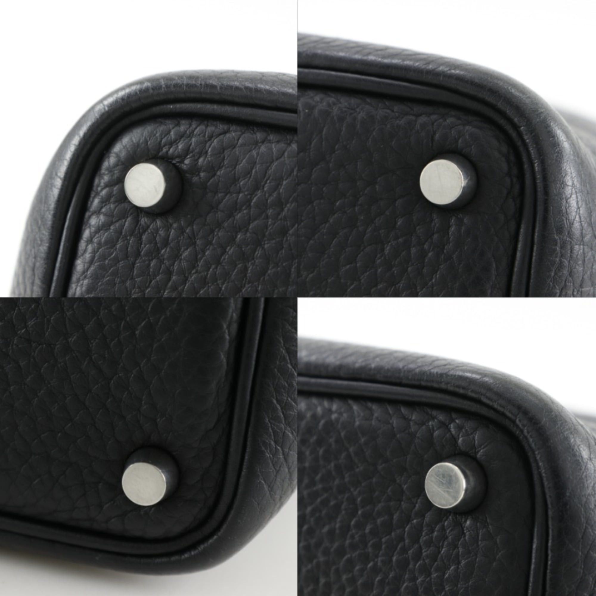 Hermes Hermes Picotin PM handbag, Taurillon Clemence leather, 2007 model, black/silver hardware, □K belt buckle, women's. Size ONE SIZE - 8 Thumbnail
