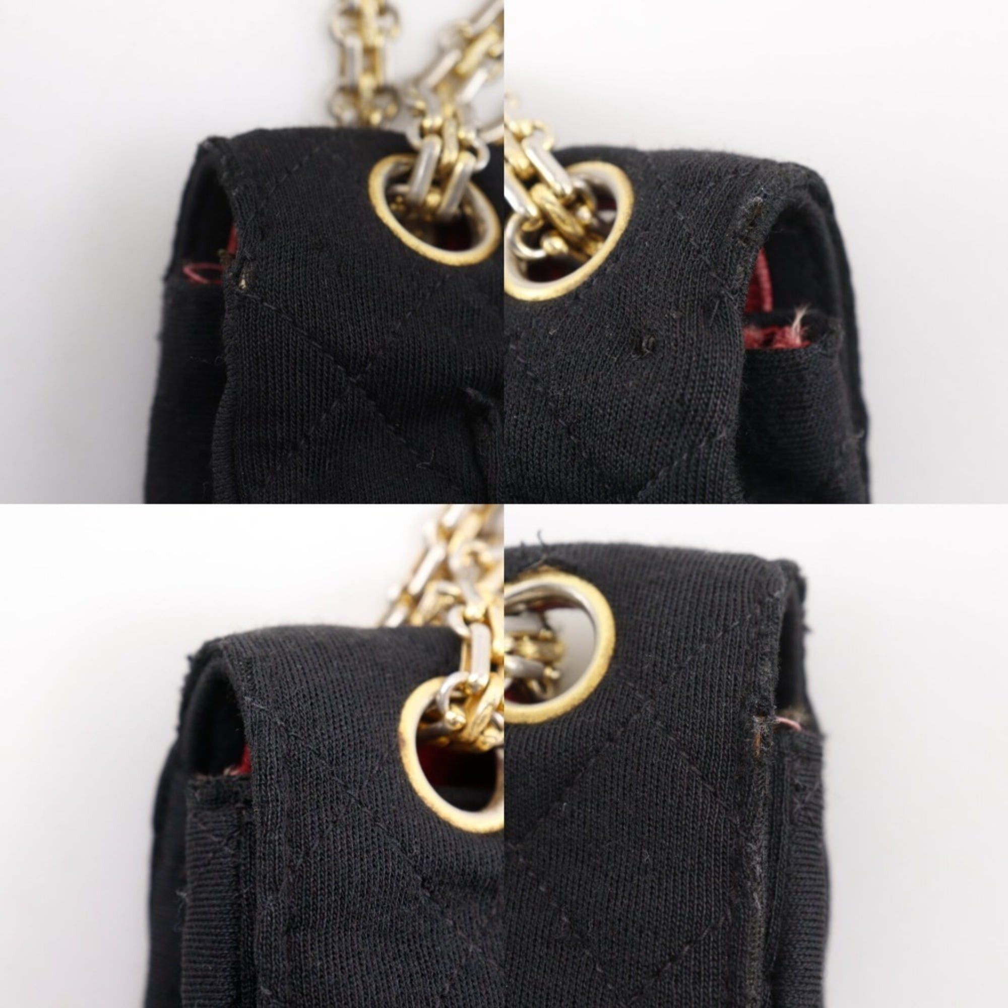 Chanel Chanel Chain Shoulder Bag, Matelassé Cotton, Black, Turnlock, Women's Size ONE SIZE - 10 Thumbnail