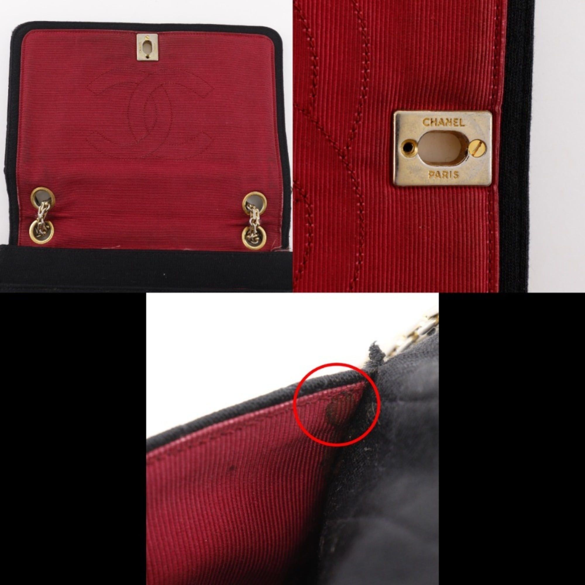Chanel Chanel Chain Shoulder Bag, Matelassé Cotton, Black, Turnlock, Women's Size ONE SIZE - 13 Thumbnail
