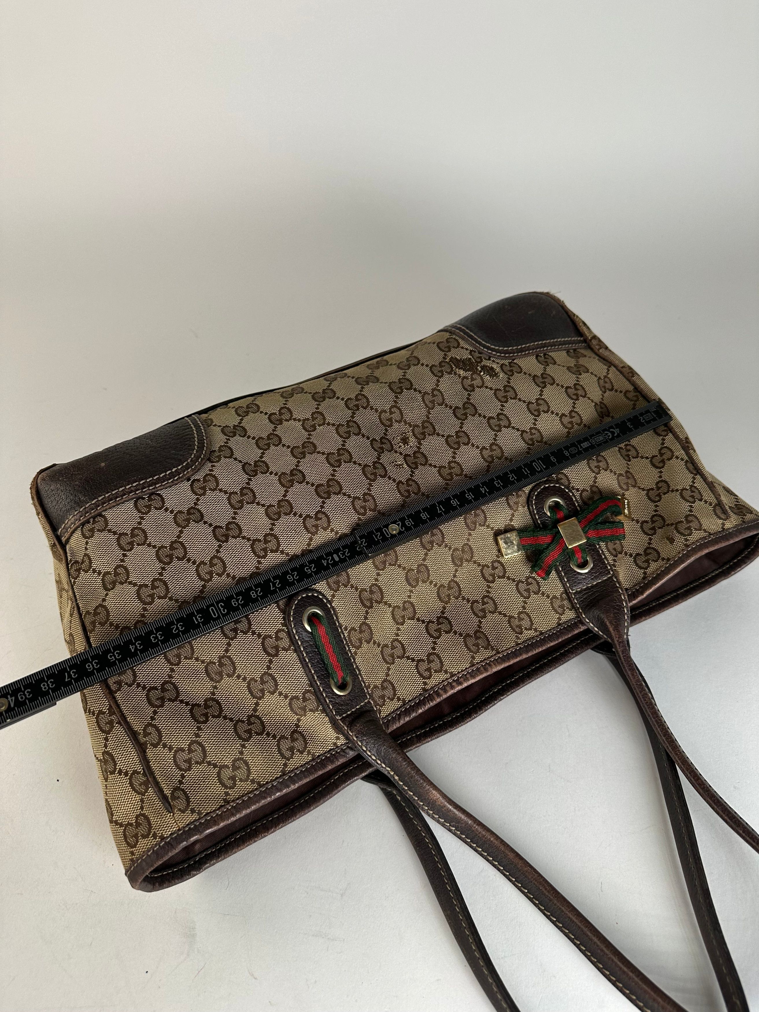 Gucci Vintage Monogram Handbag Beige Brown Size ONE SIZE - 11 Thumbnail