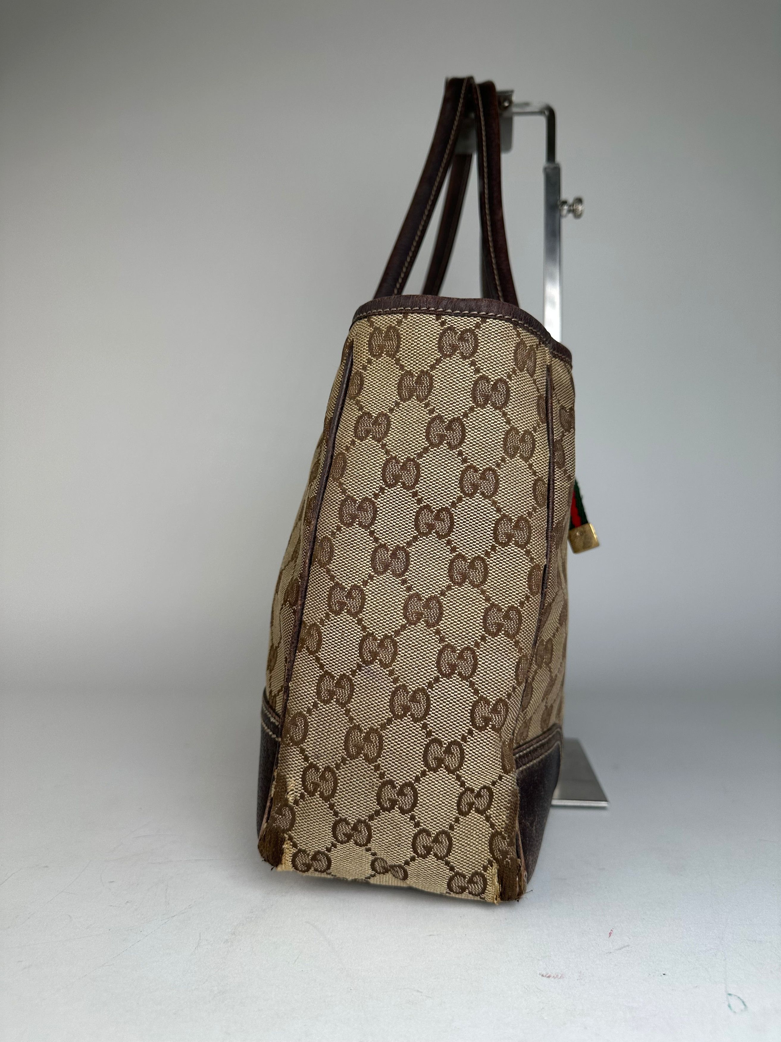 Gucci Vintage Monogram Handbag Beige Brown Size ONE SIZE - 8 Thumbnail