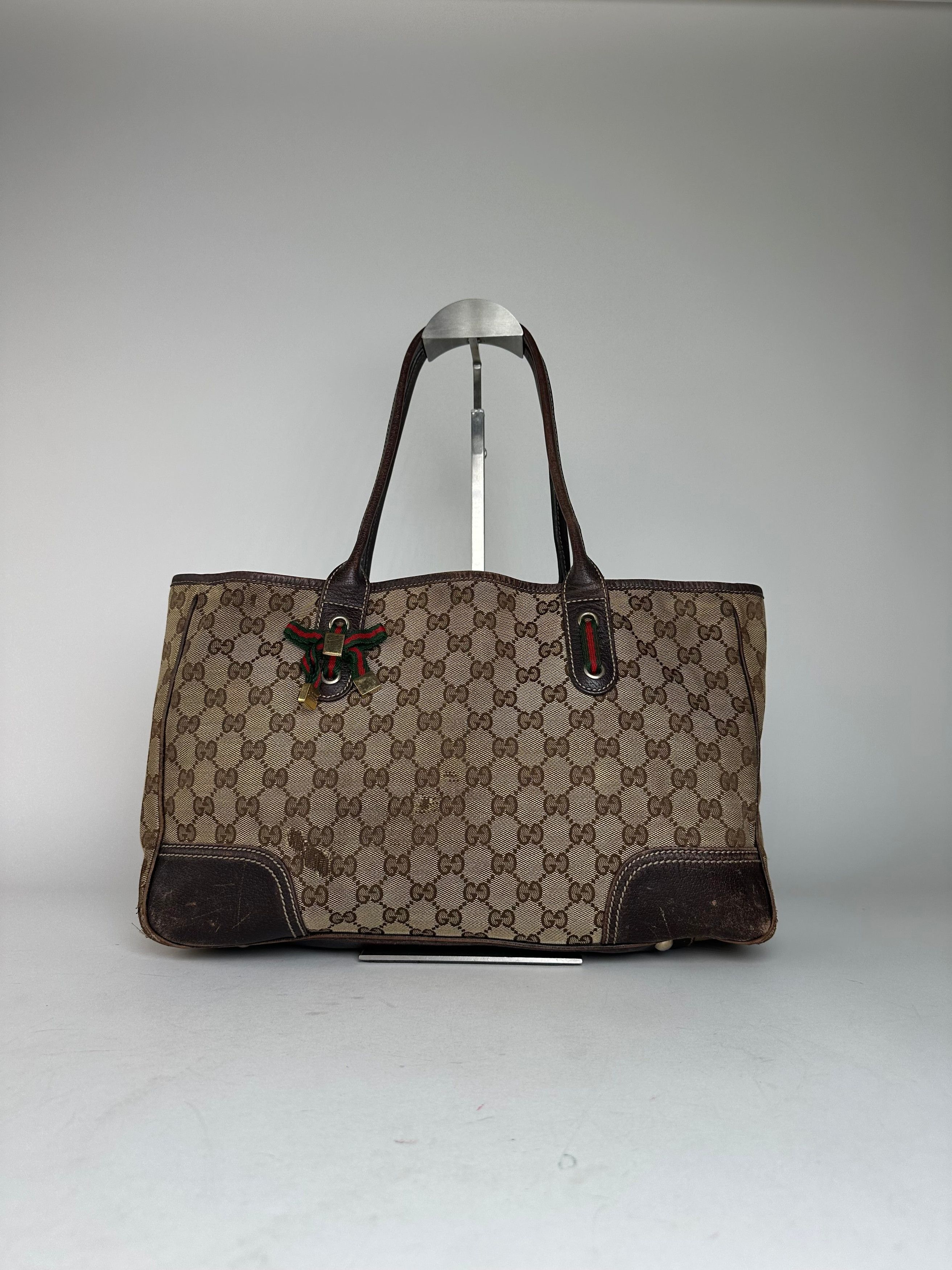Gucci Vintage Monogram Handbag Beige Brown Size ONE SIZE - 14 Thumbnail