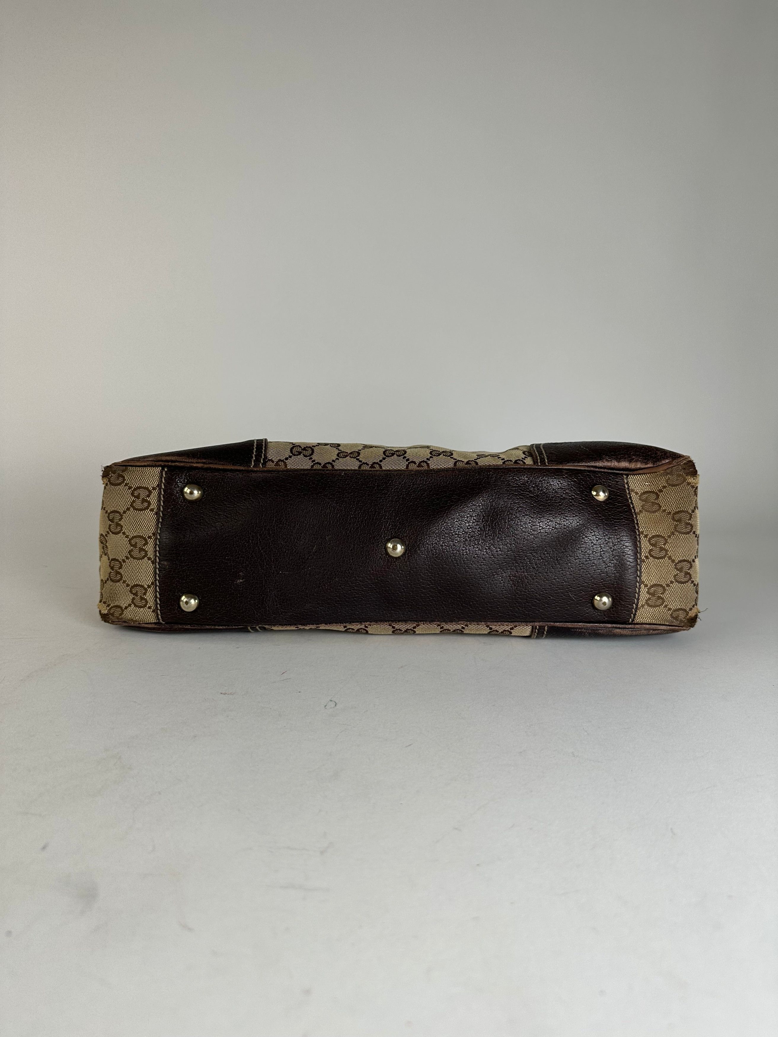 Gucci Vintage Monogram Handbag Beige Brown Size ONE SIZE - 13 Thumbnail