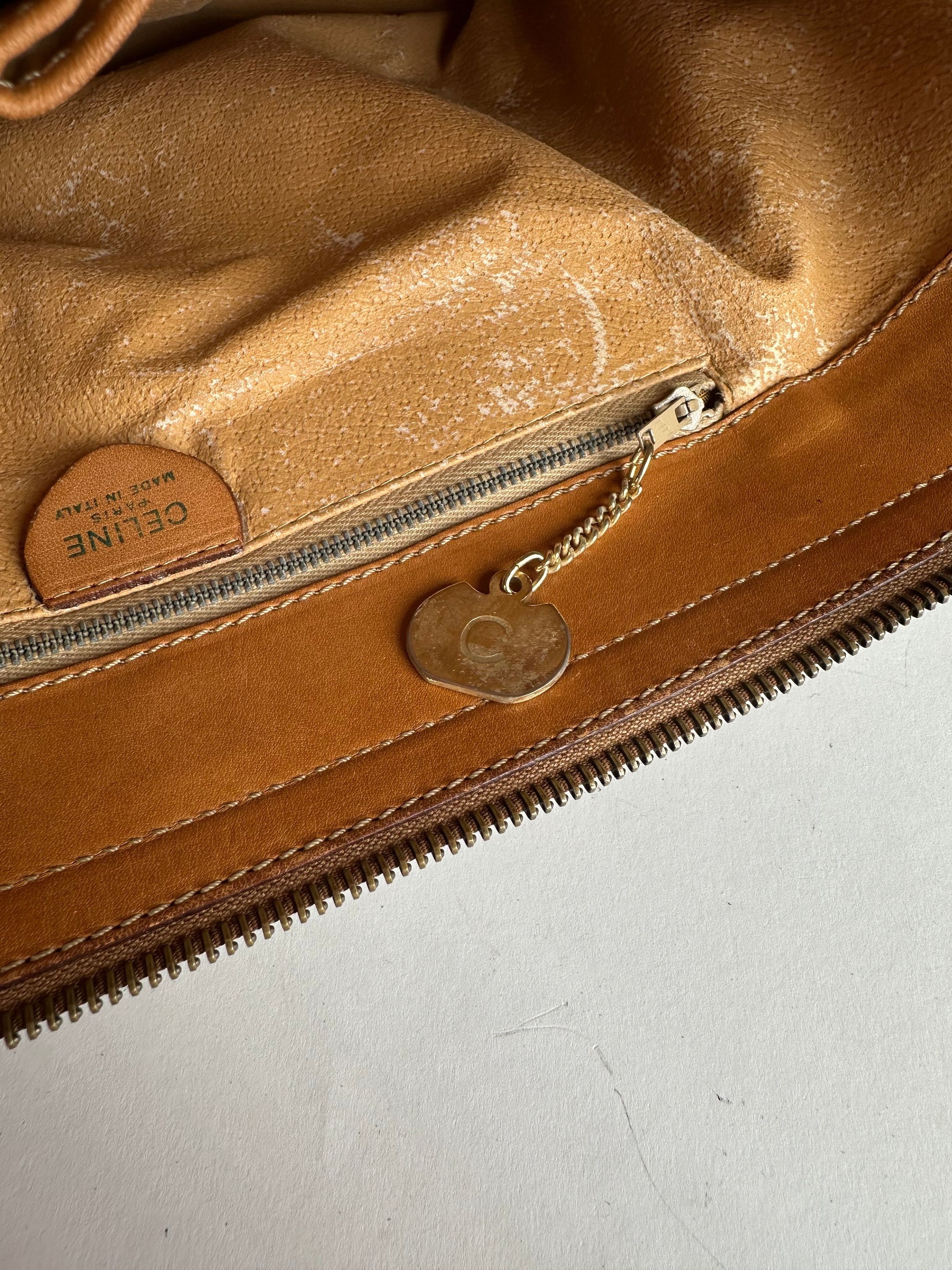 Celine Vintage Paris Monogram Leather Handbag Beige Brown Size ONE SIZE - 10 Thumbnail