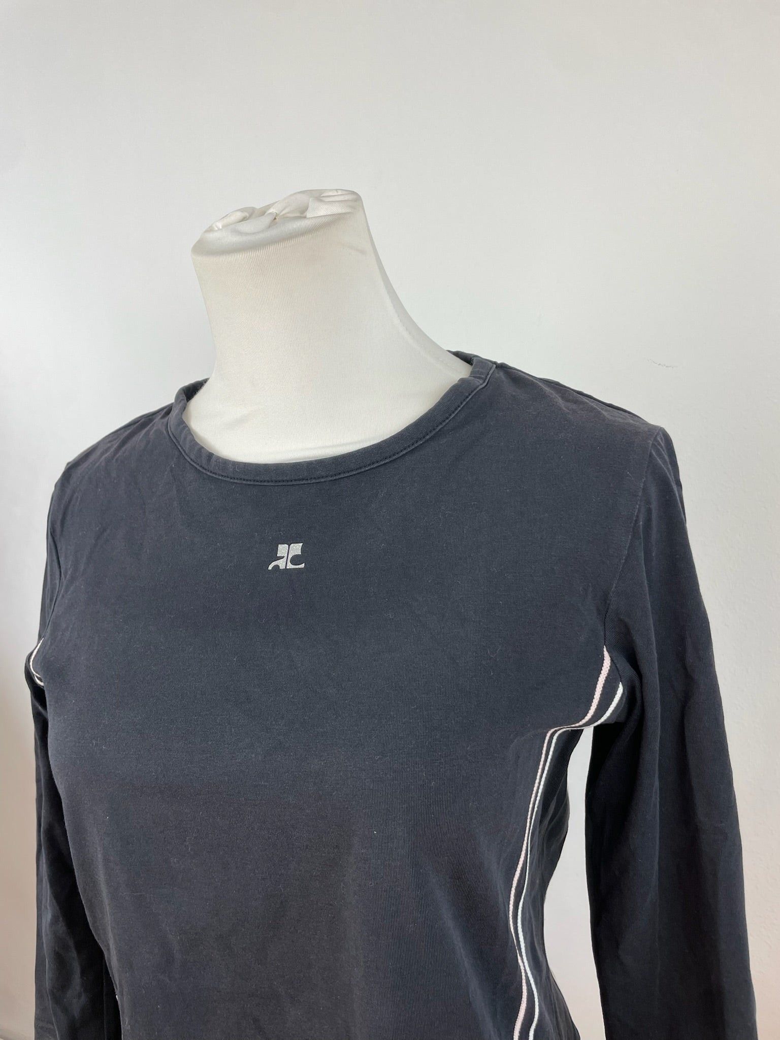Courreges Vintage Canvas Crewneck Black White Size S / US 4 / IT 40 - 10 Thumbnail