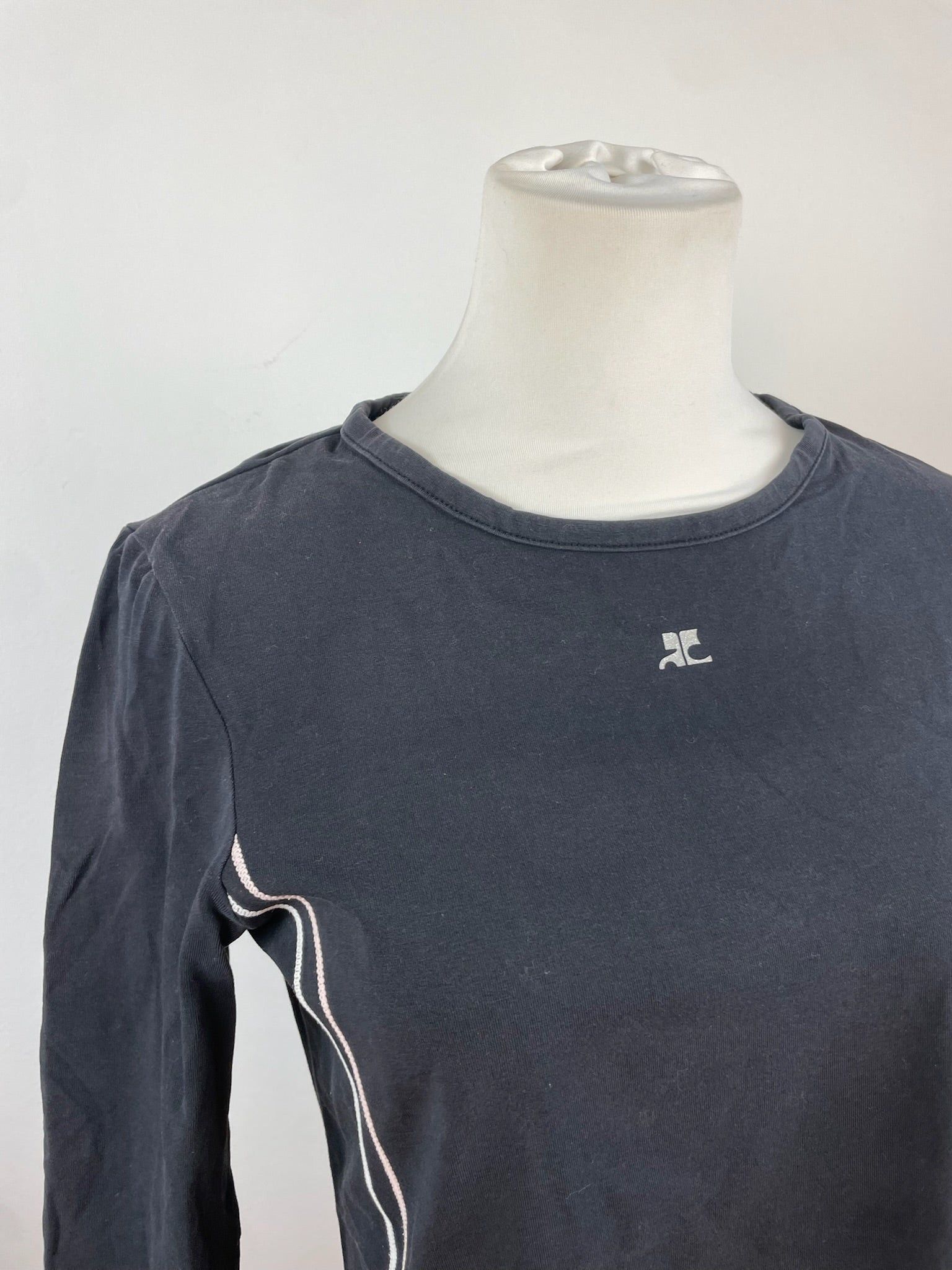 Courreges Vintage Canvas Crewneck Black White Size S / US 4 / IT 40 - 14 Thumbnail