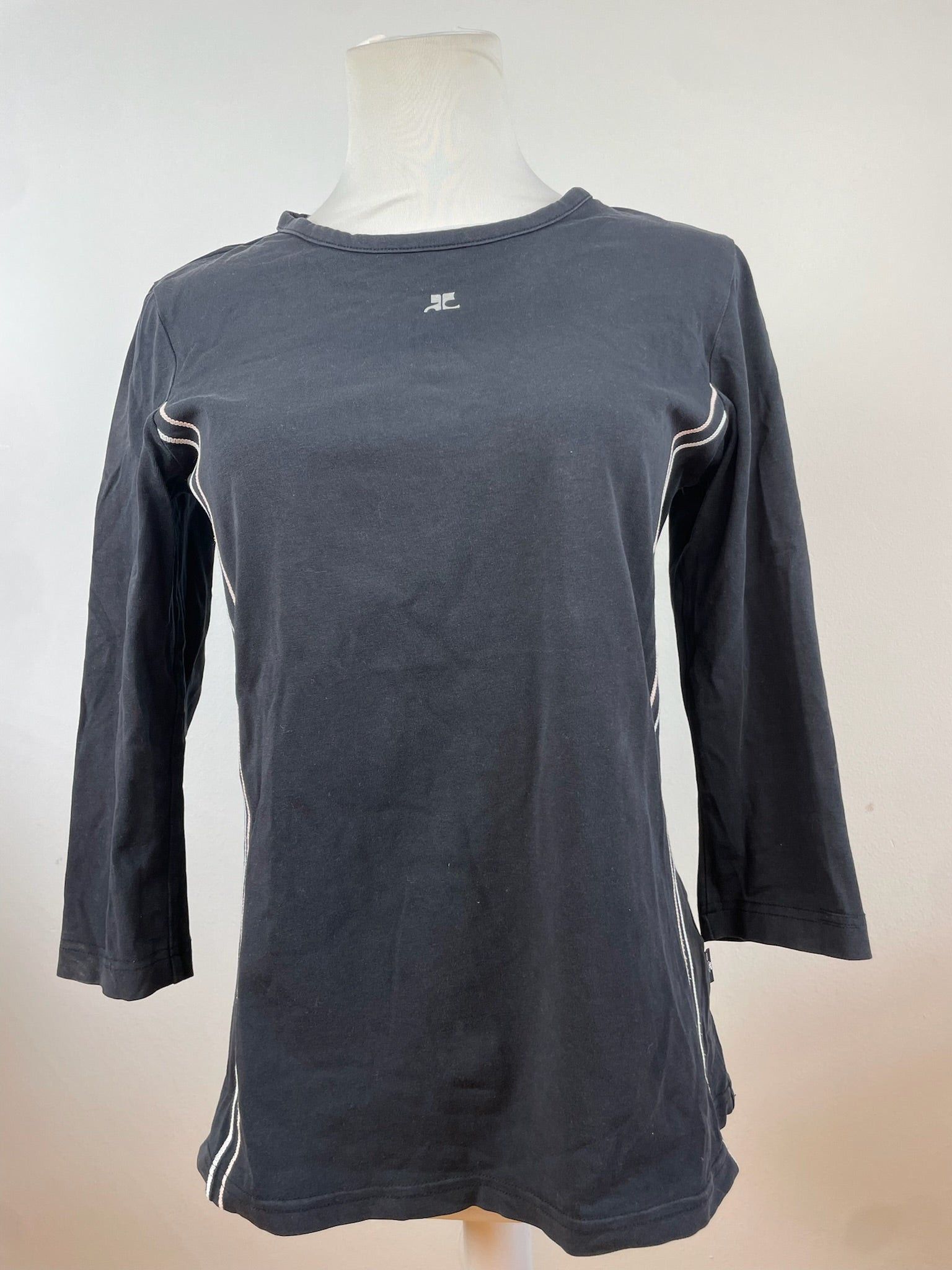 Courreges Vintage Canvas Crewneck Black White Size S / US 4 / IT 40 - 13 Thumbnail