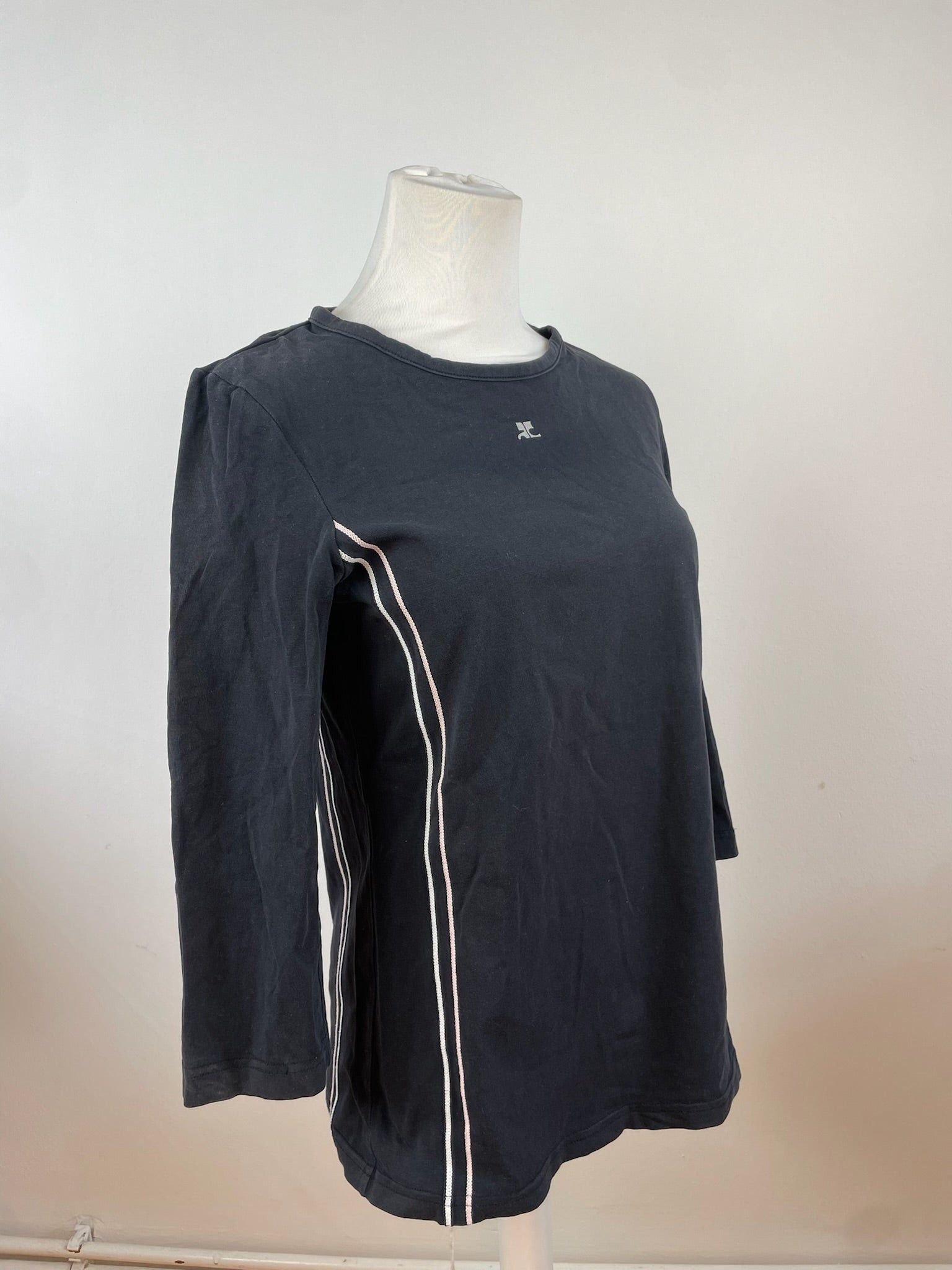 Courreges Vintage Canvas Crewneck Black White Size S / US 4 / IT 40 - 7 Thumbnail