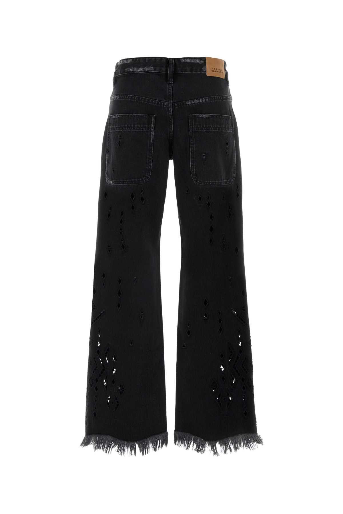 Isabel Marant Black Denim Amie Wide-Leg Jeans Size 28" / US 6 / IT 42 - 2 Thumbnail