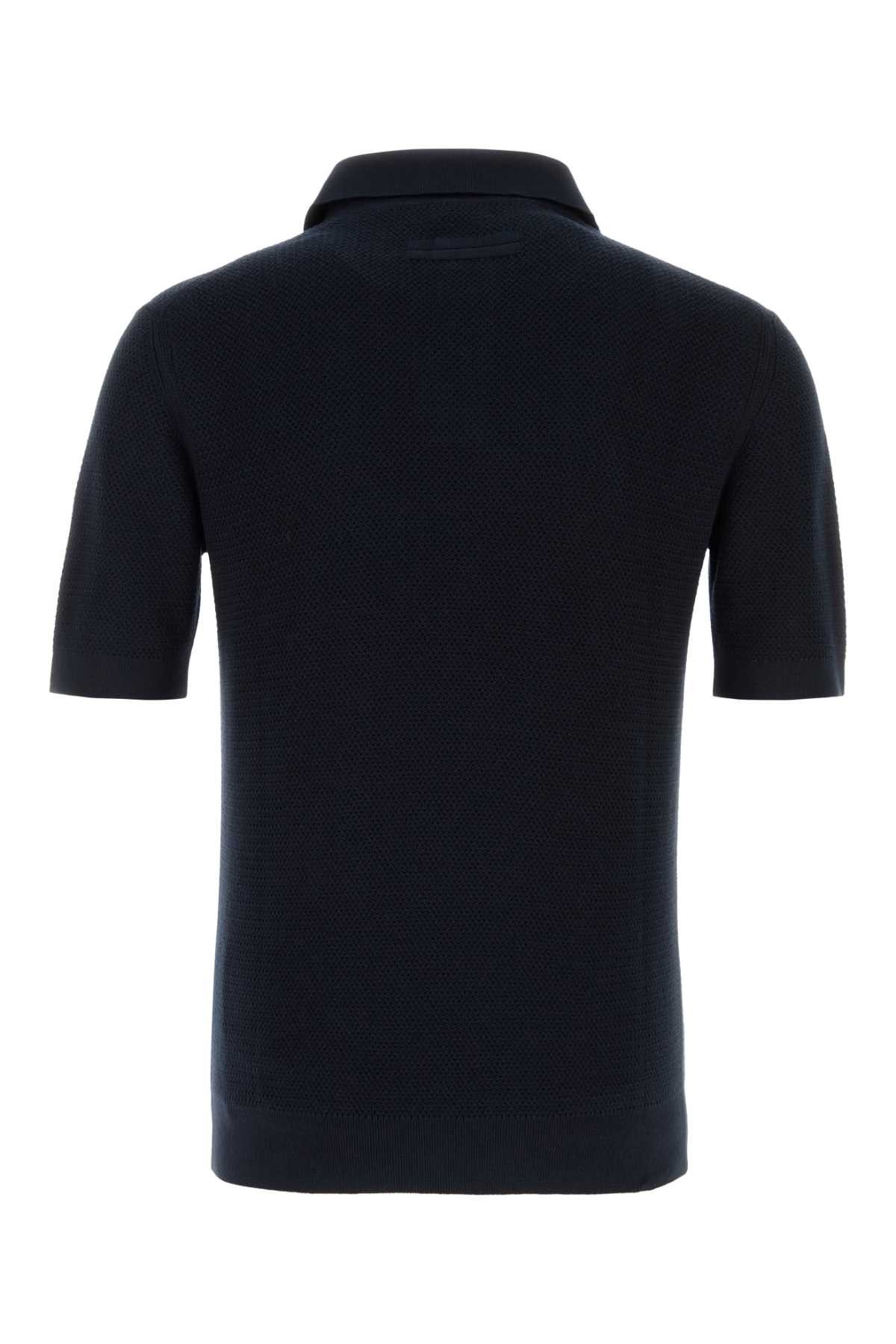 Ermenegildo Zegna Midnight Blue Cotton Polo Shirt Size US M / EU 48-50 / 2 - 2 Thumbnail