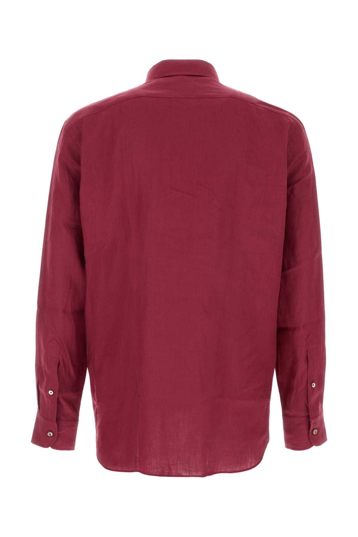 Ermenegildo Zegna Tyrian Purple Linen Shirt Size US XL / EU 56 / 4 - 2 Thumbnail
