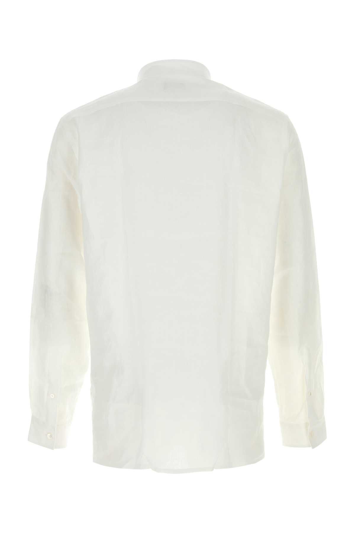 Ermenegildo Zegna White Linen Shirt Size US XL / EU 56 / 4 - 2 Thumbnail