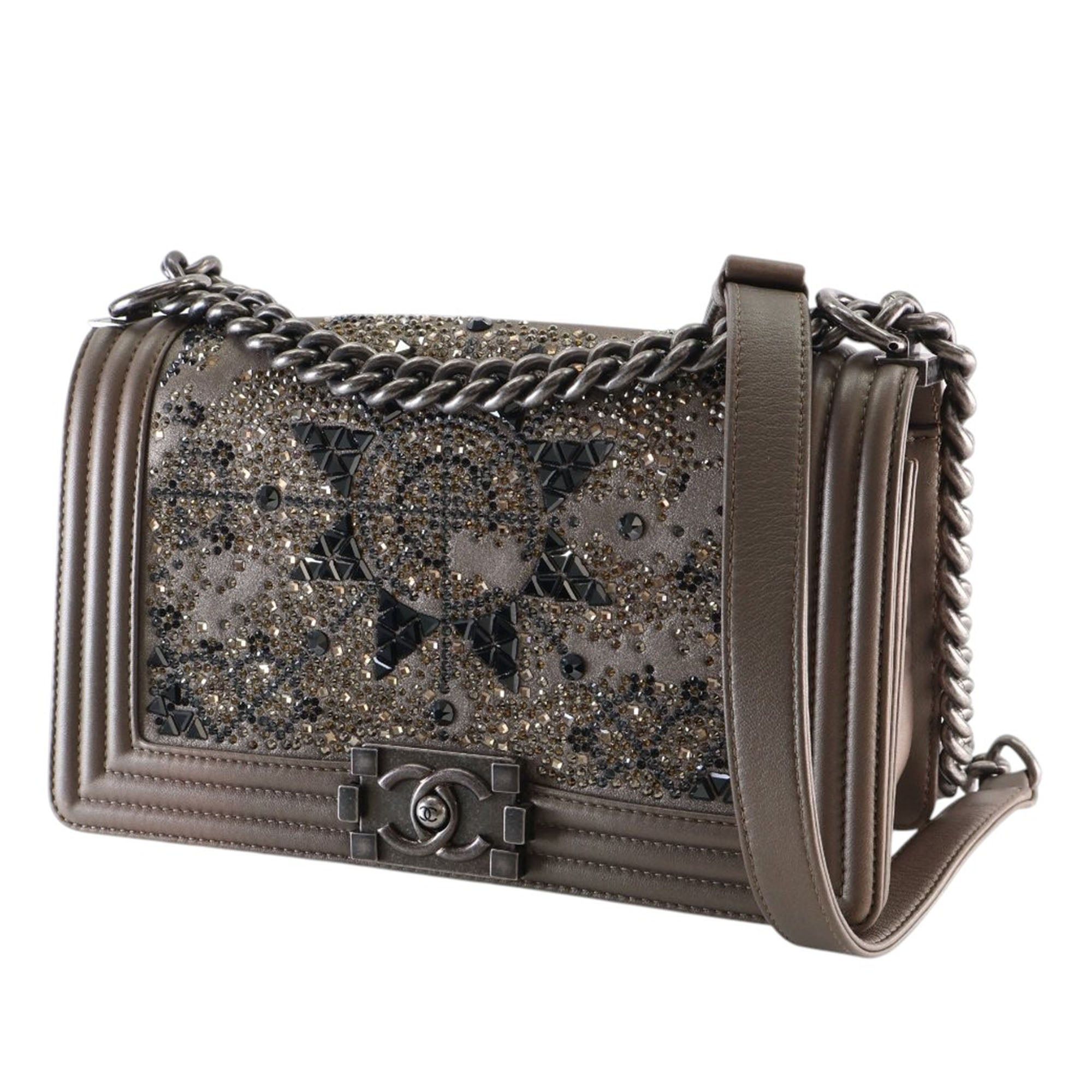 Chanel Old Medium Metallic Goatskin Crystal Boy Flap Size ONE SIZE - 9 Thumbnail