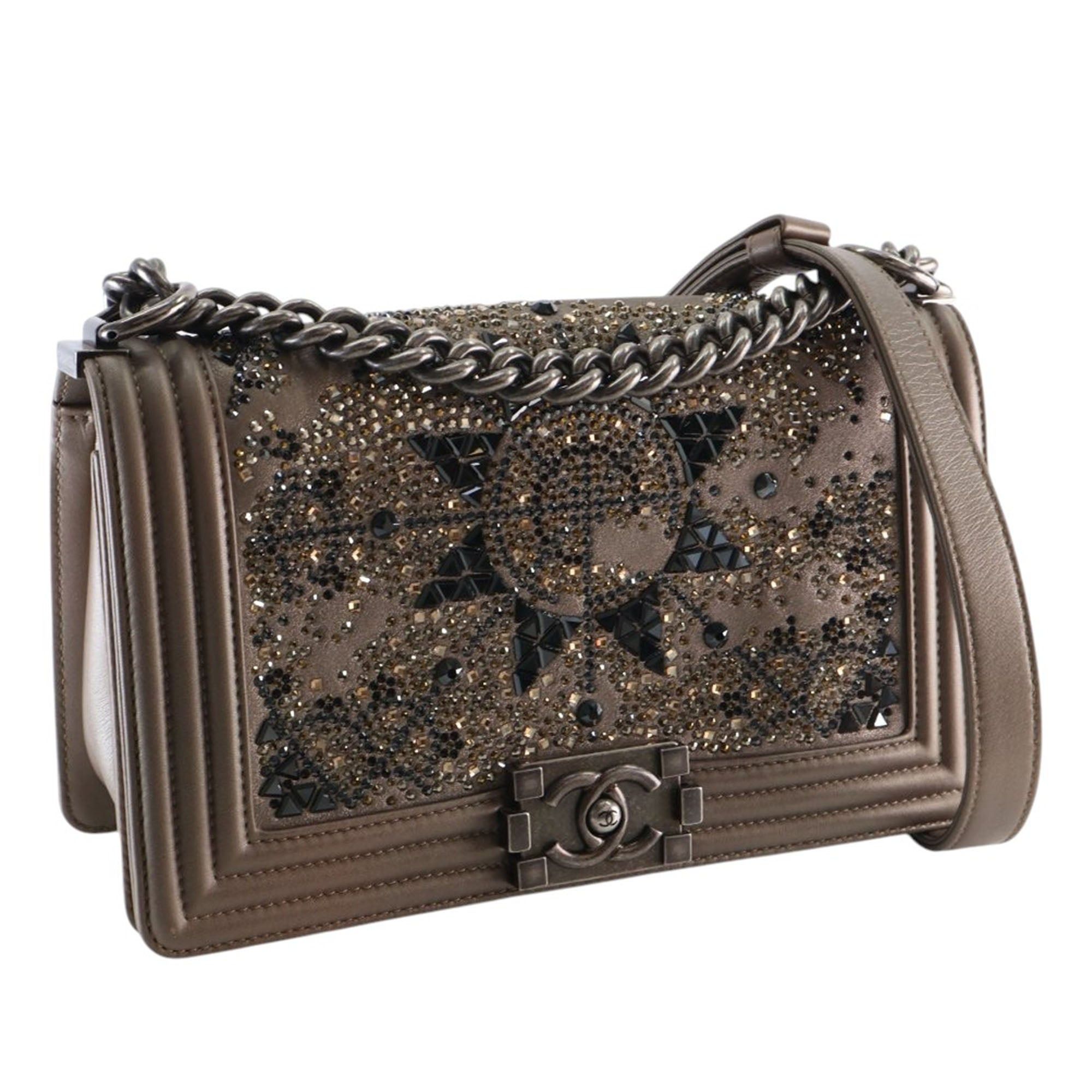 Chanel Old Medium Metallic Goatskin Crystal Boy Flap Size ONE SIZE - 8 Thumbnail