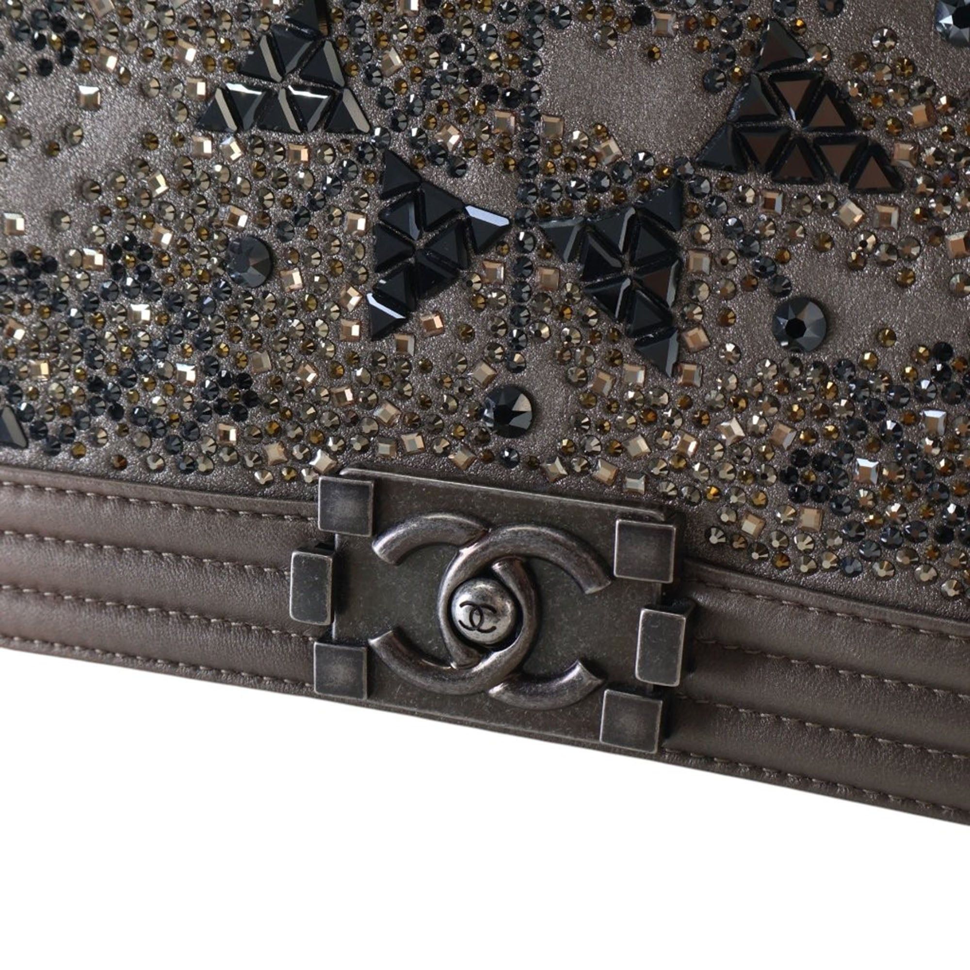 Chanel Old Medium Metallic Goatskin Crystal Boy Flap Size ONE SIZE - 7 Thumbnail