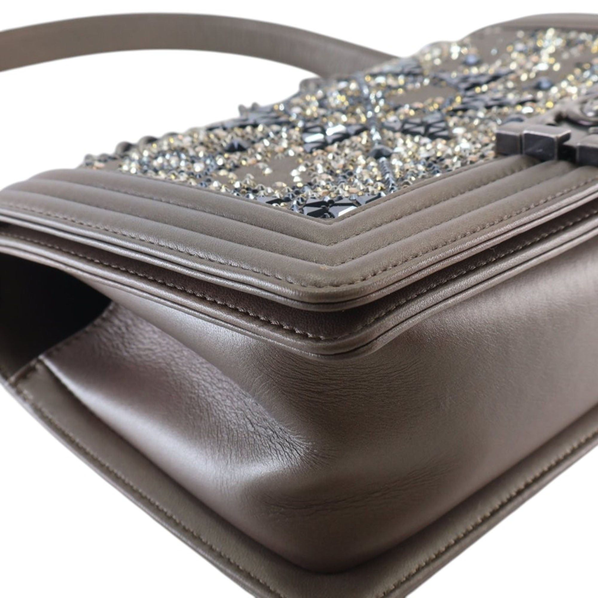 Chanel Old Medium Metallic Goatskin Crystal Boy Flap Size ONE SIZE - 10 Thumbnail