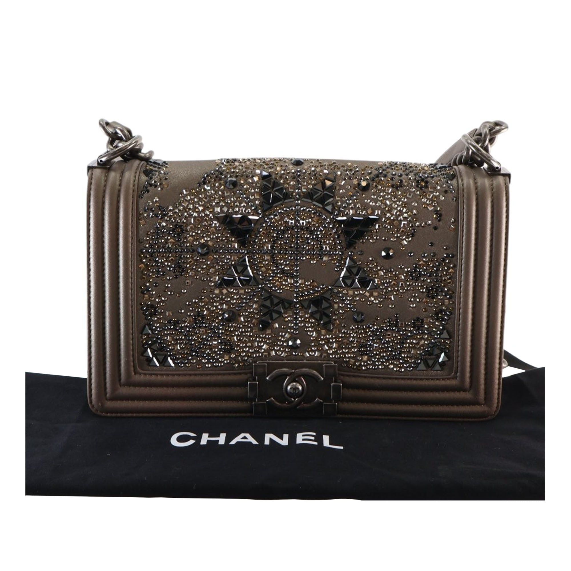 Chanel Old Medium Metallic Goatskin Crystal Boy Flap Size ONE SIZE - 15 Thumbnail