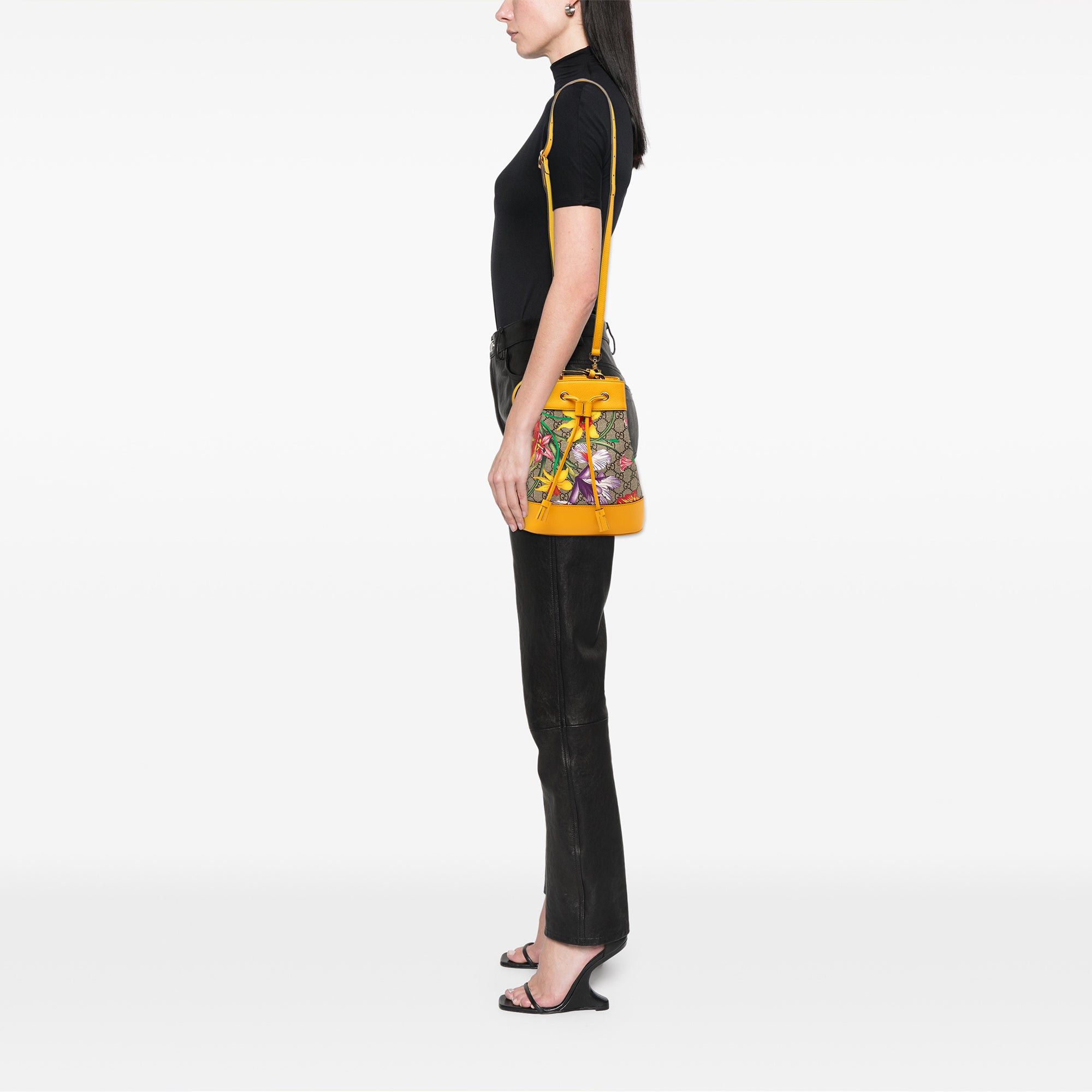 Gucci Small GG Supreme Flora Ophidia Bucket Bag Size ONE SIZE - 7 Thumbnail